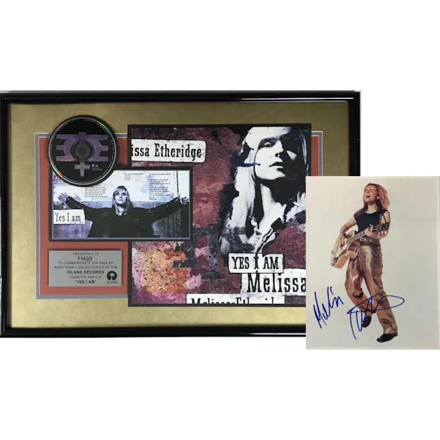 Melissa Etheridge Yes I Am Island Records Award & Signed Photo