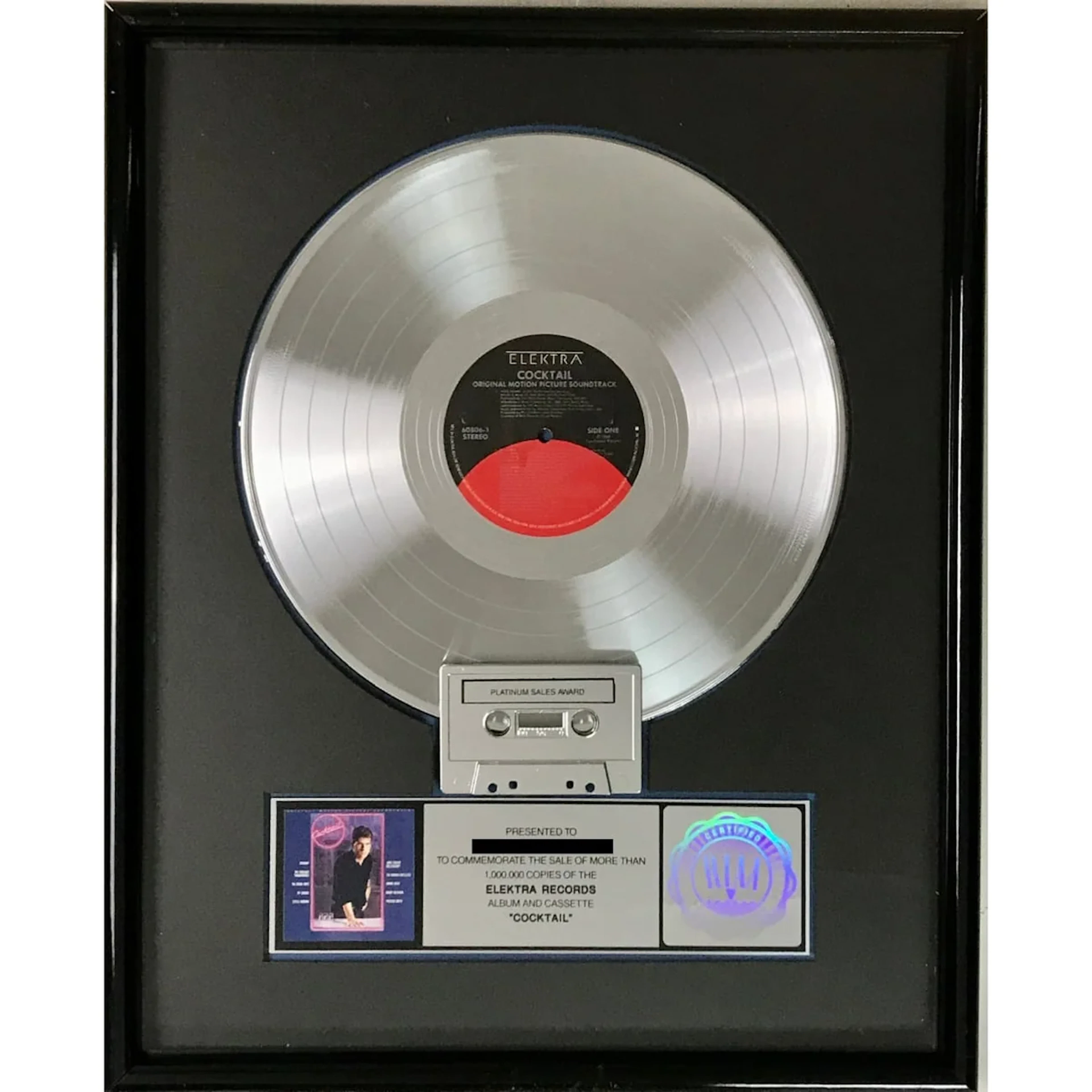 Cocktail Film Soundtrack RIAA Platinum Album Award