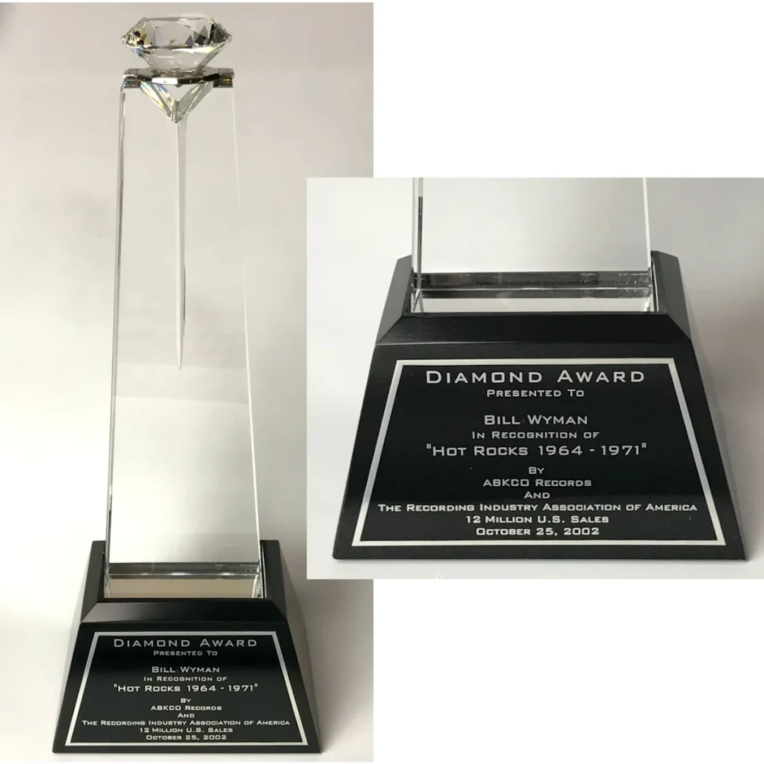 Rolling Stones Hot Rocks RIAA Diamond Album Award presented to Bill