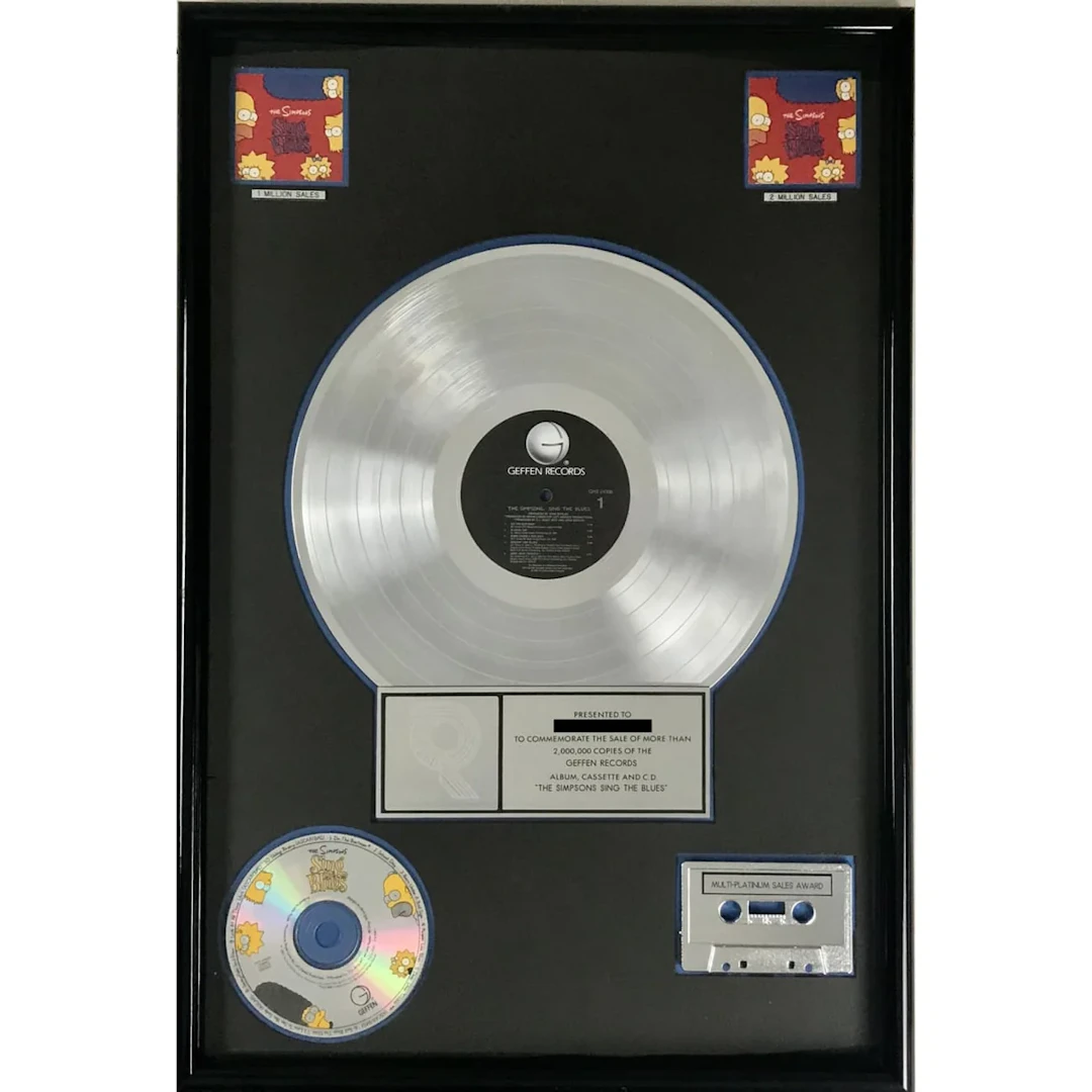 The Simpsons Sing The Blues RIAA 2x Multi-Platinum Album Award