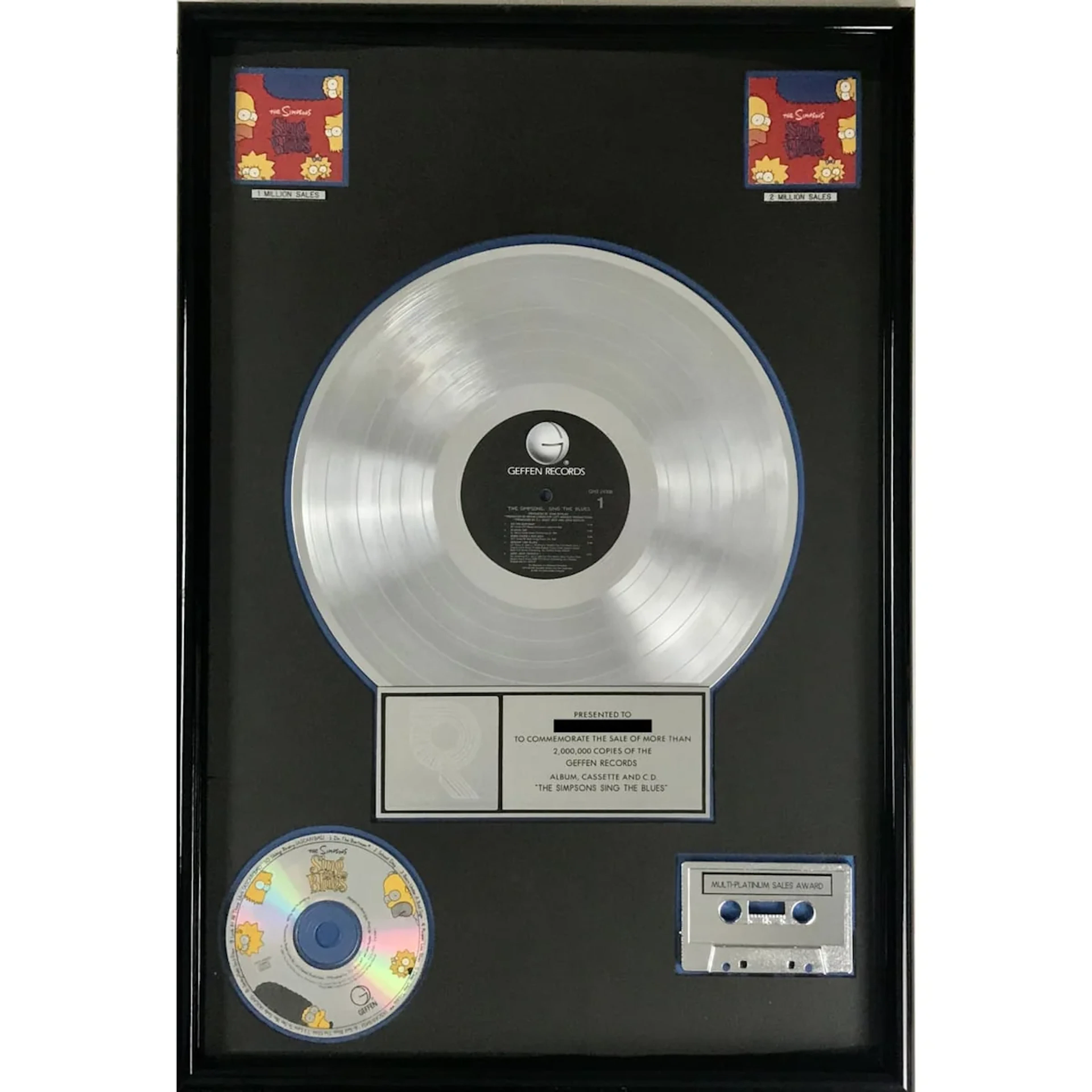 The Simpsons Sing The Blues RIAA 2x Multi-Platinum Album Award