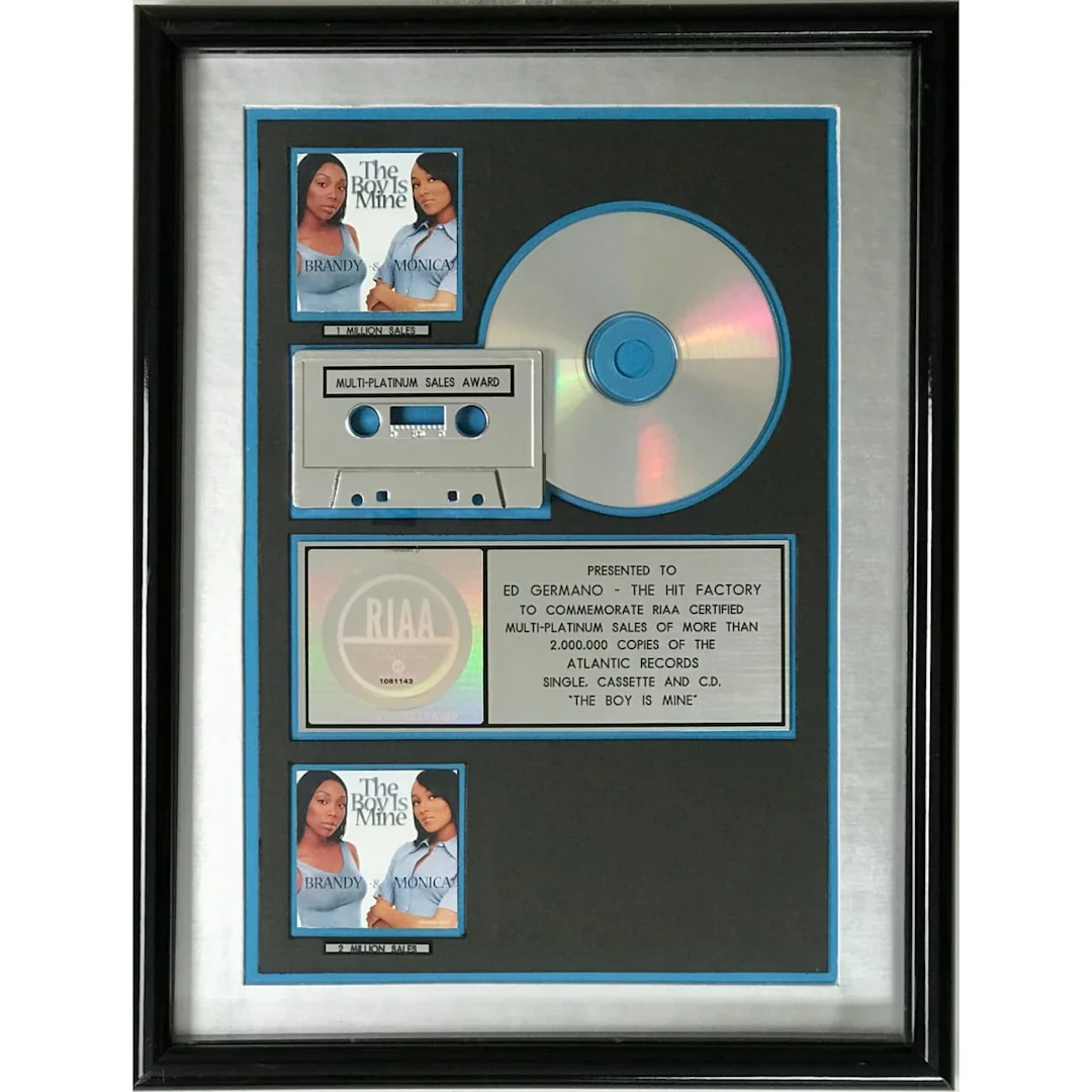 Brandy and Monica "The Boy Is Mine" RIAA 2x Multi-Platinum Single Award