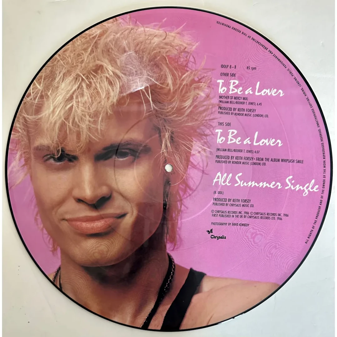 Billy Idol "To Be A Lover" Picture Disc 1986 Import IDOLP8