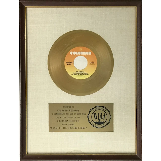 Dr. Hook "The Cover Of 'Rolling Stone'" RIAA Gold Single 45 Award - RARE