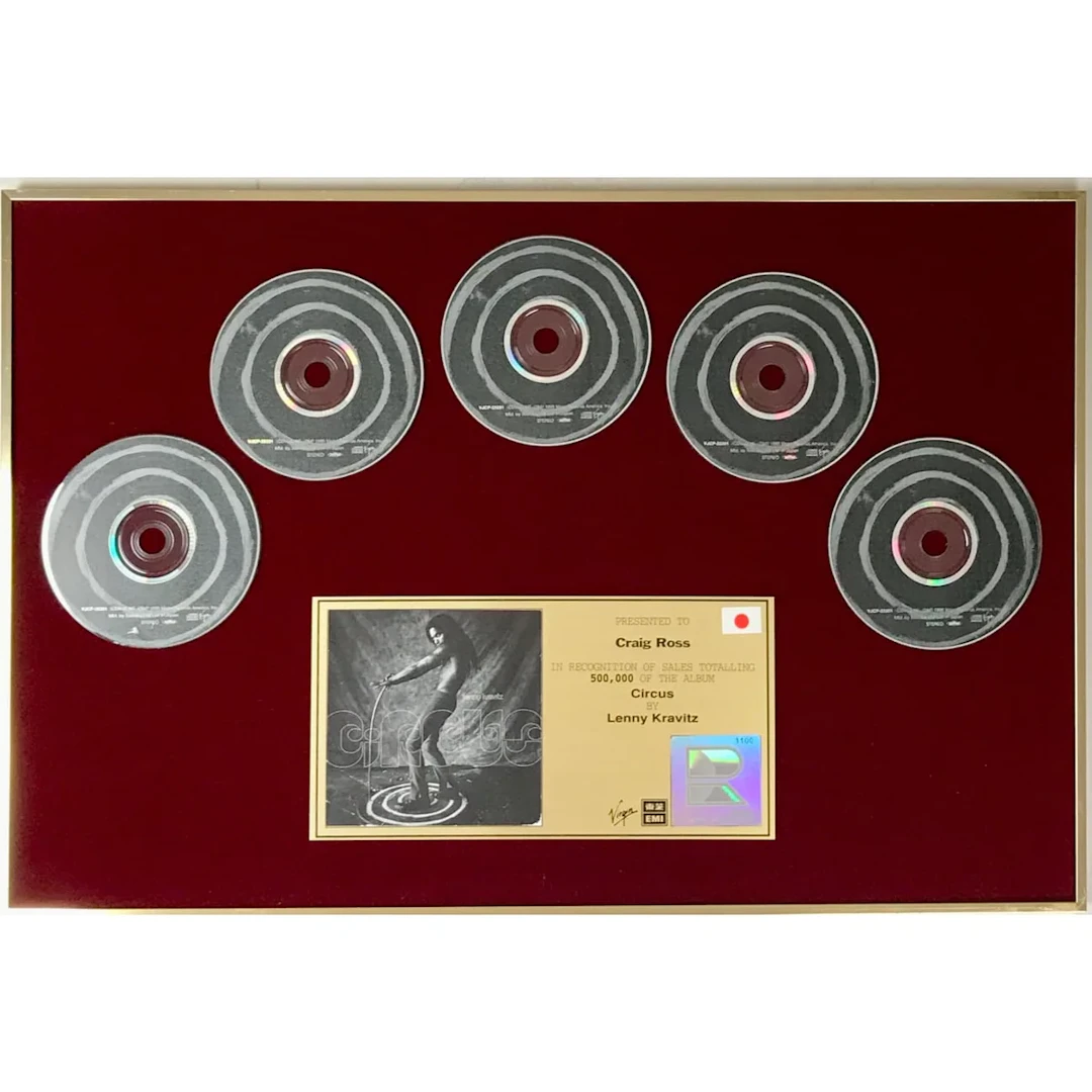 Lenny Kravitz Circus RIAJ (Japan) 500K Album Award to guitarist