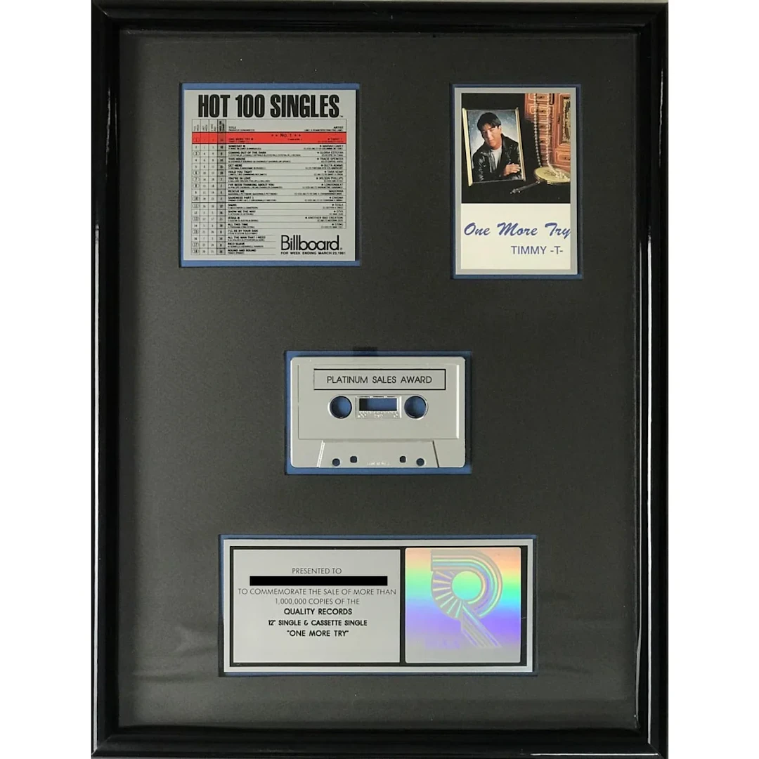 Timmy T "One More Try" RIAA Platinum Maxi-Single Award