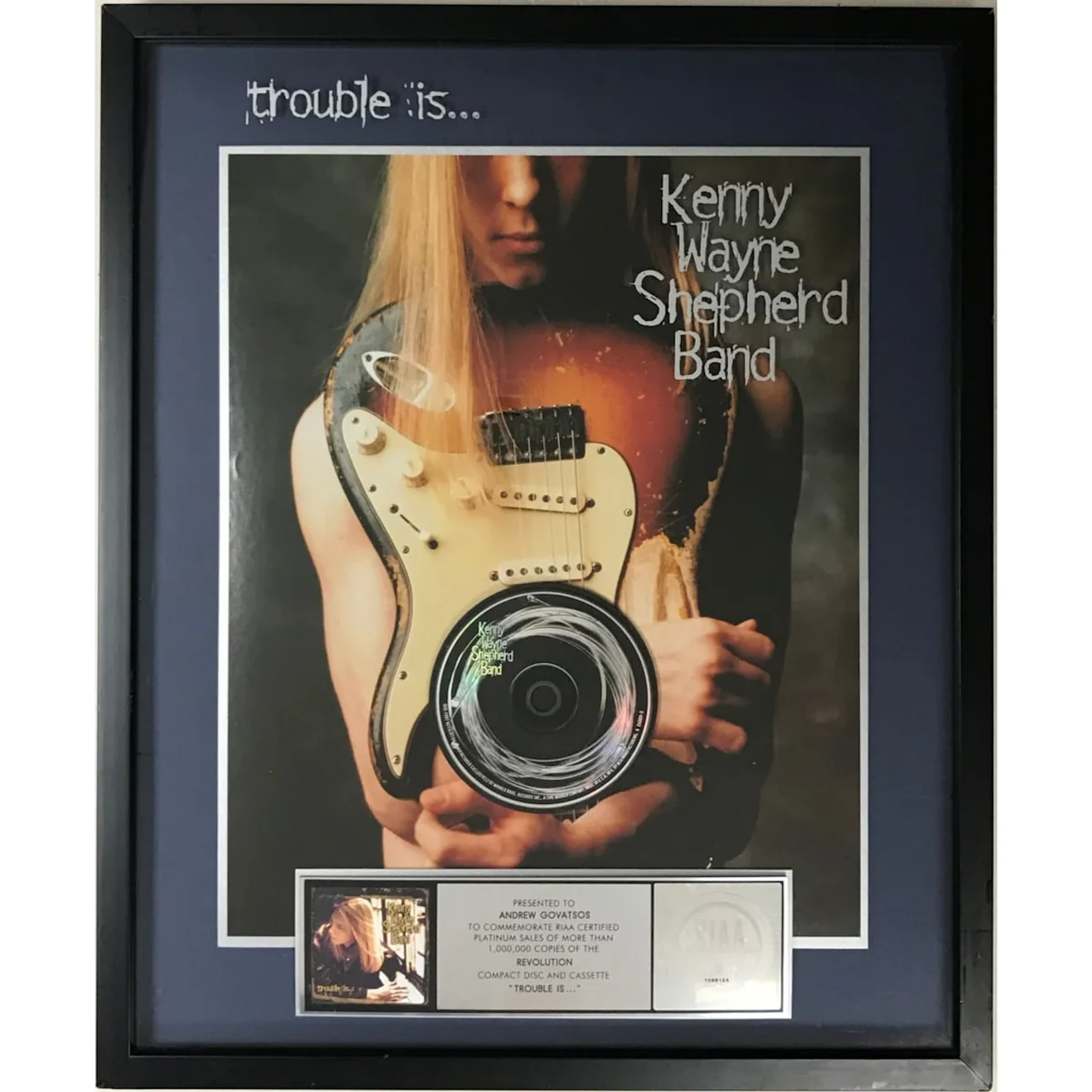 Kenny Wayne Shepherd Band Trouble Is... RIAA Platinum Album Award