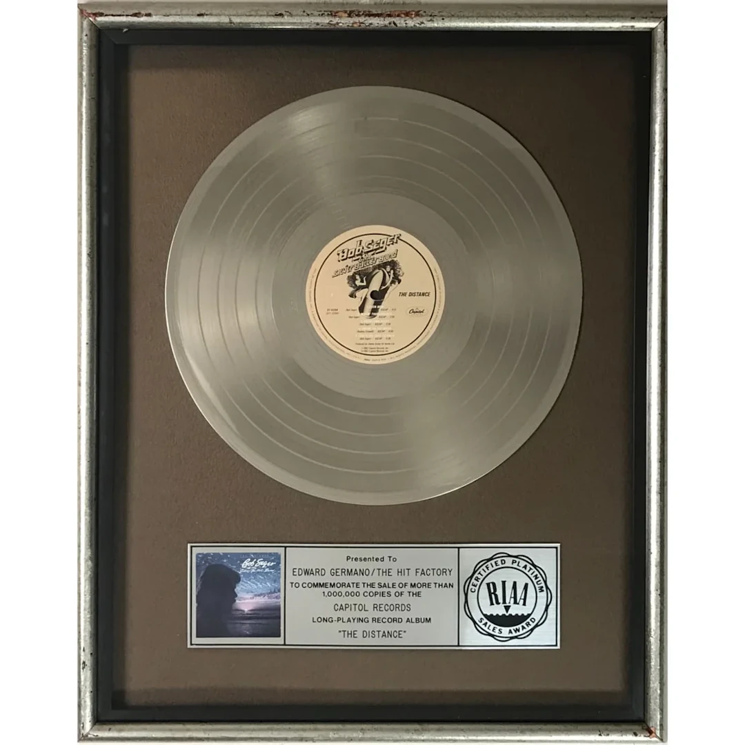 Bob Seger The Distance RIAA Platinum Album Award