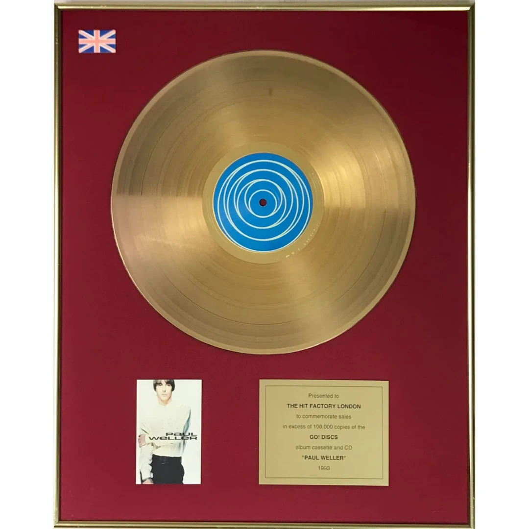 Paul Weller debut 1993 Go! Discs UK Gold Album Award