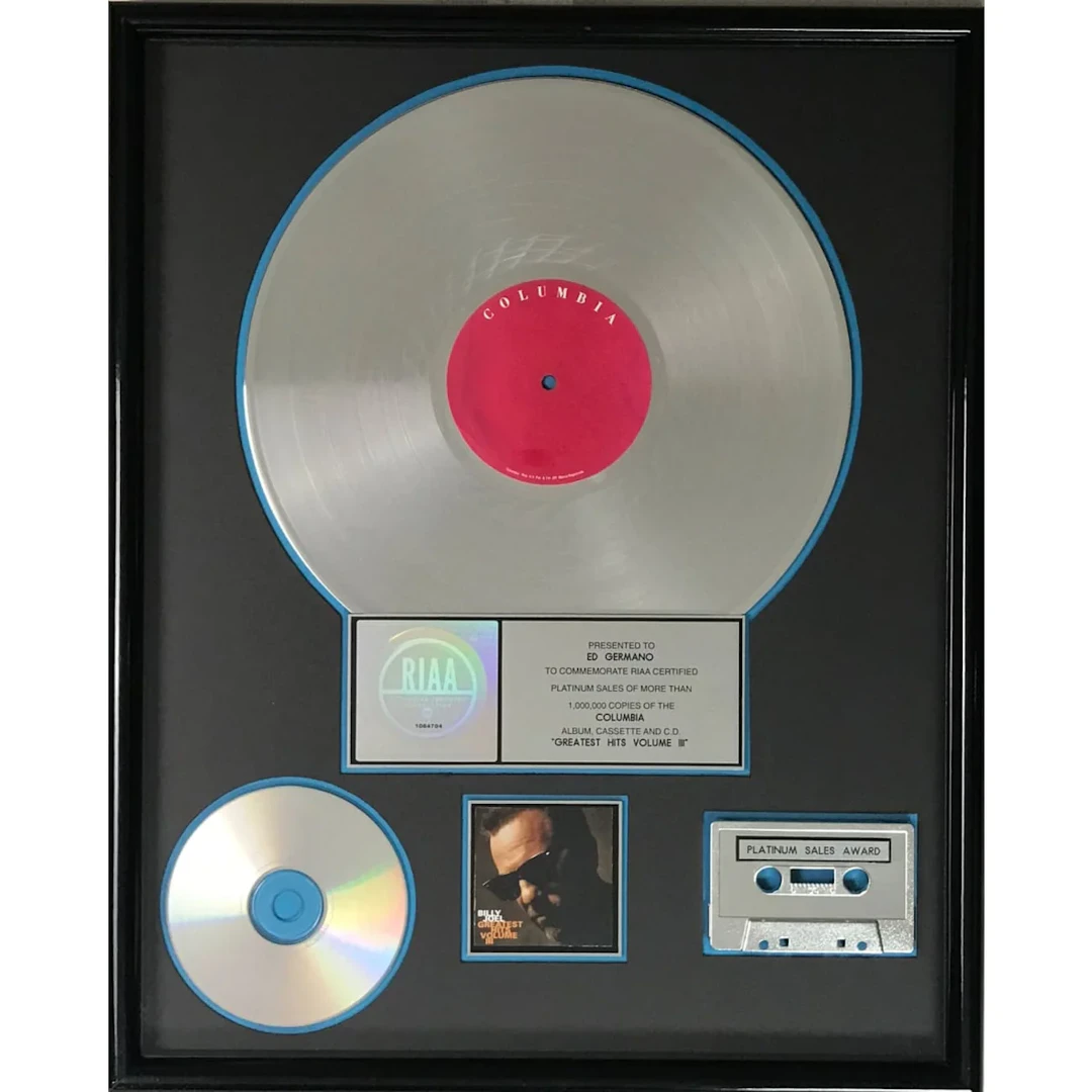 Billy Joel Greatest Hits Vol. 3 RIAA Platinum Album Award