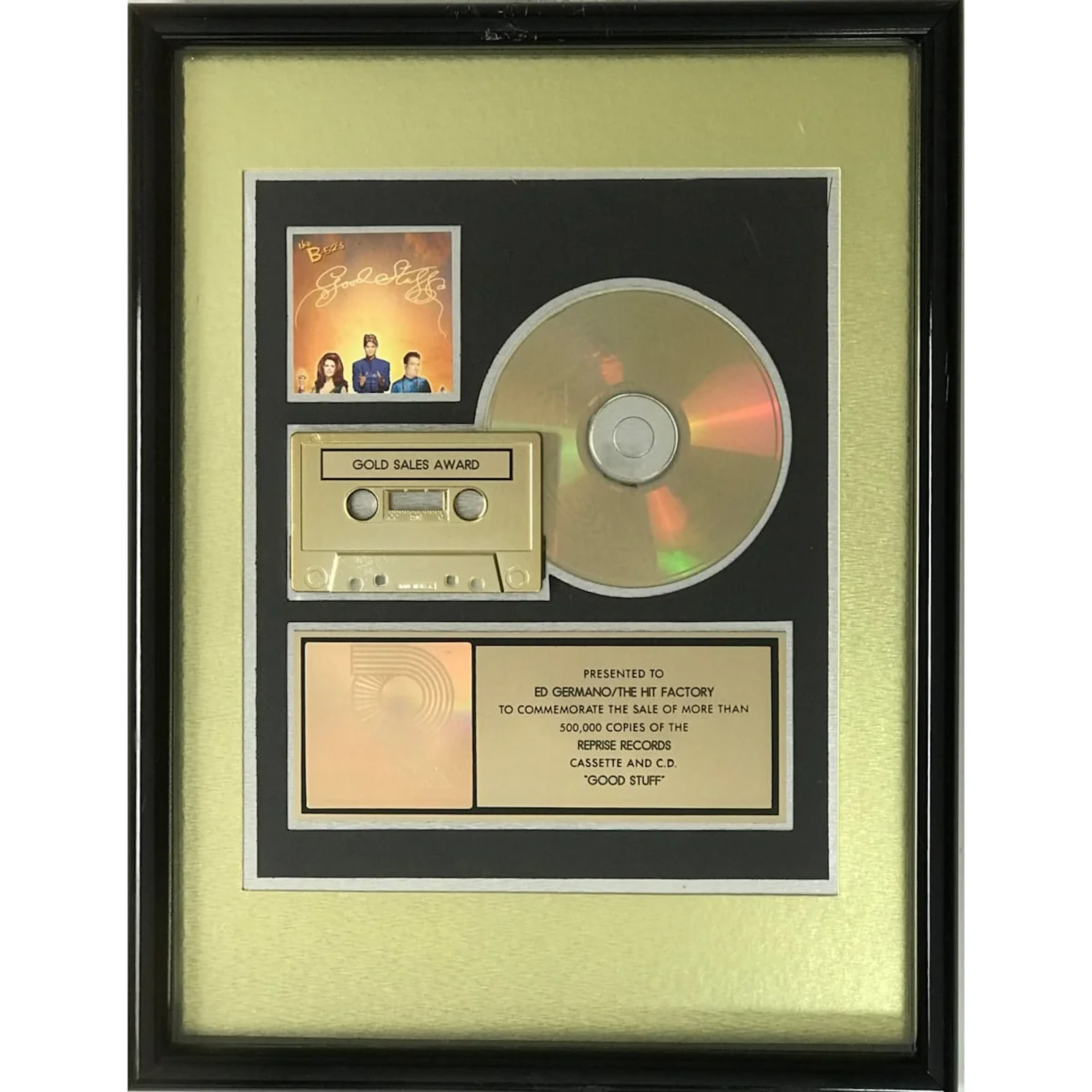 The B-52s Good Stuff RIAA Gold Album Award