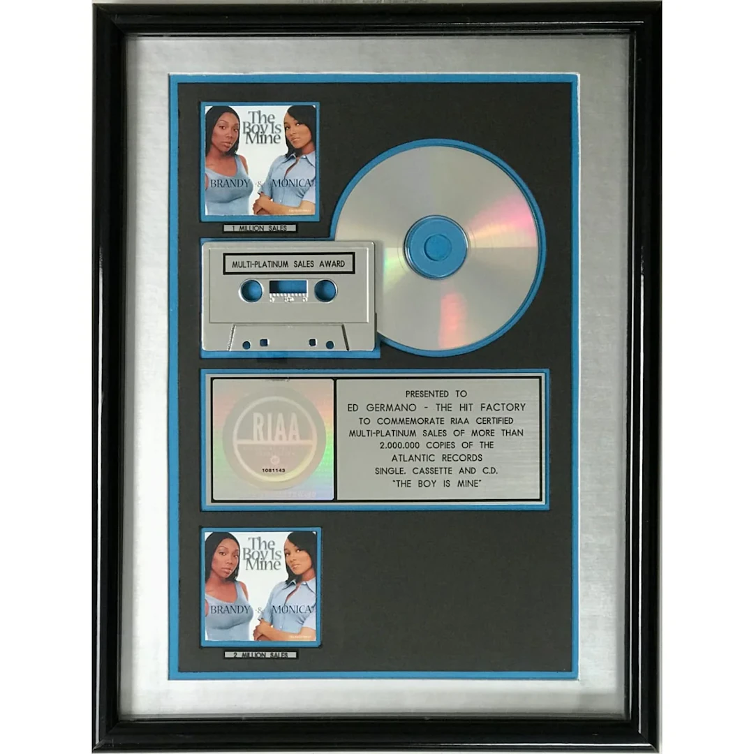 Brandy and Monica "The Boy Is Mine" RIAA 2x Multi-Platinum Single Award