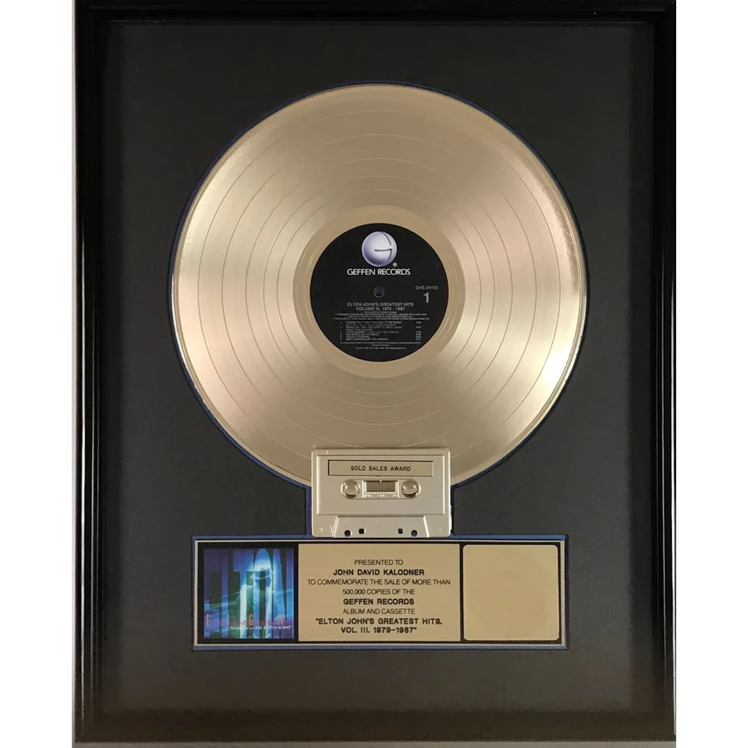 Elton John Greatest Hits Vol III 1979-1987 RIAA Gold LP Award