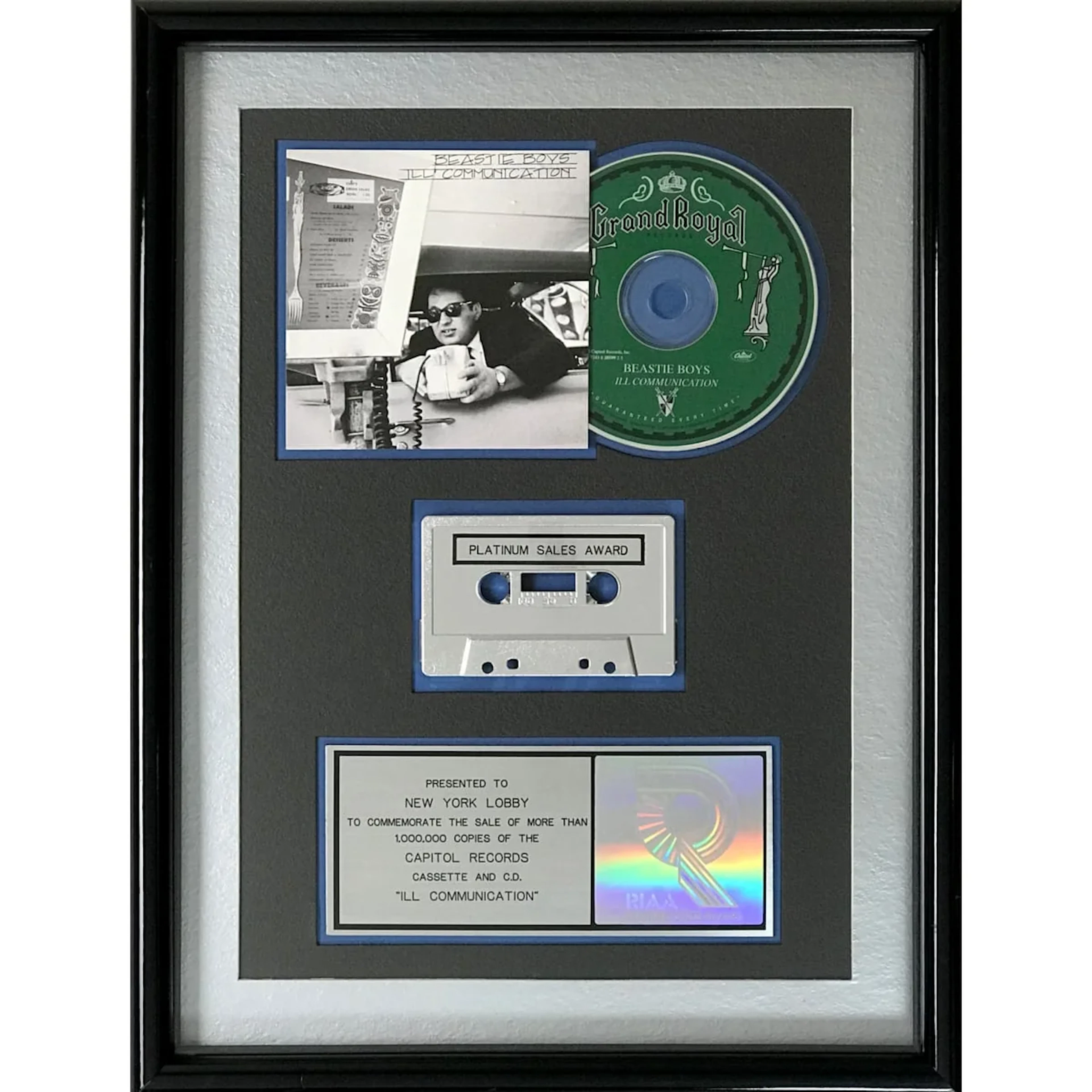 Beastie Boys Ill Communication RIAA Platinum Album Award
