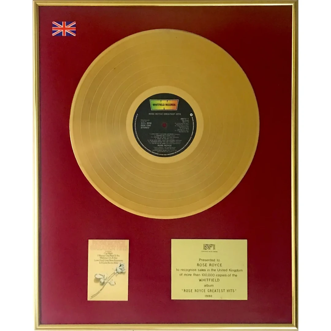 Rose Royce Greatest Hits BPI Gold Album Award presented to Rose Royce - RARE