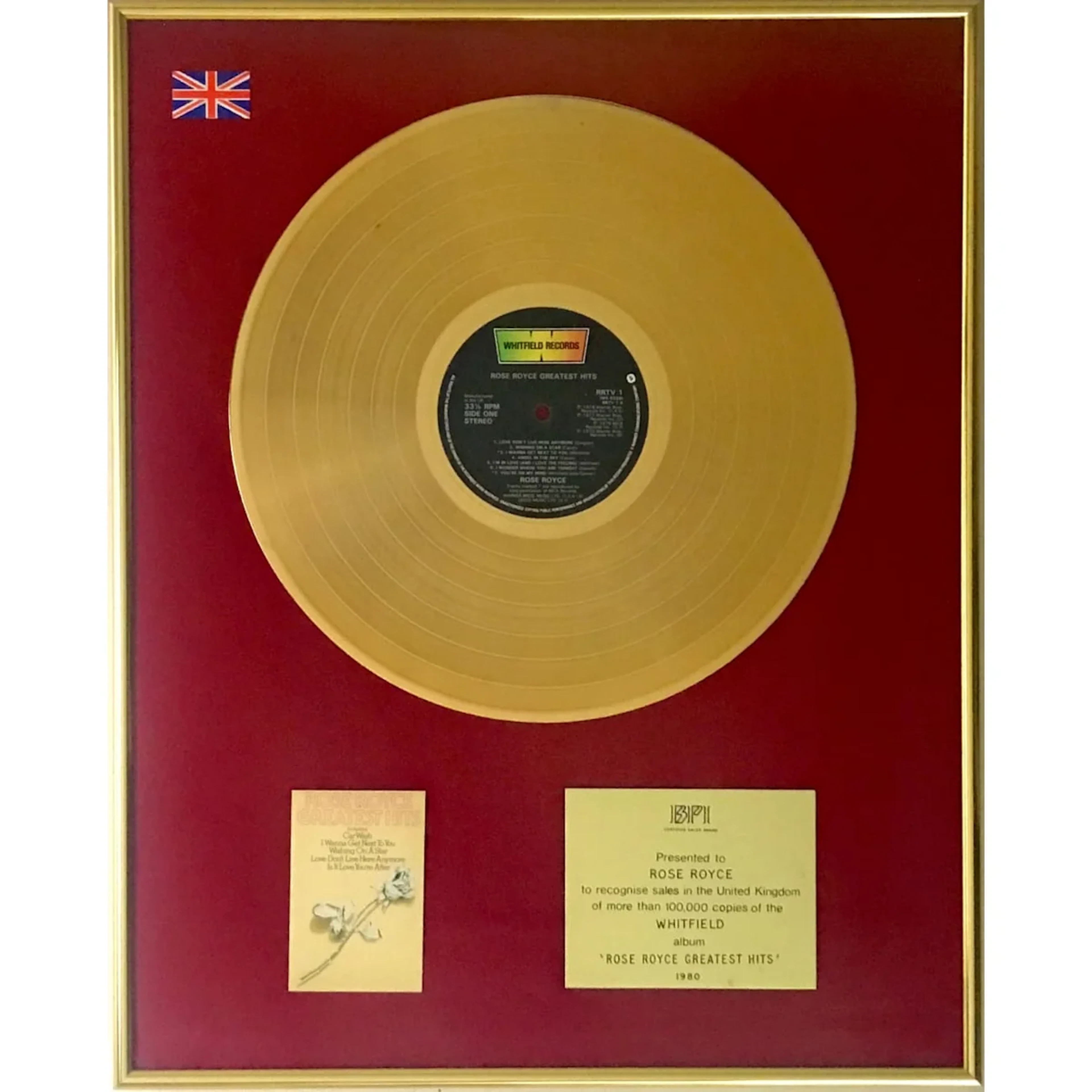 Rose Royce Greatest Hits BPI Gold Album Award presented to Rose Royce - RARE