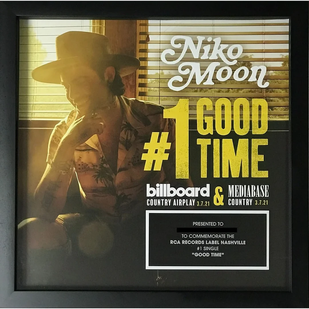 Niko Moon "Good Time" #1 Single RCA Label Award