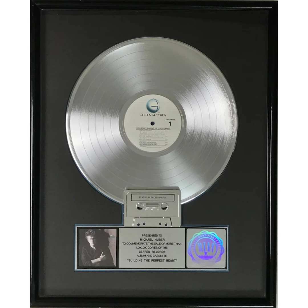 Don Henley Building The Perfect Beast RIAA Platinum Album Award