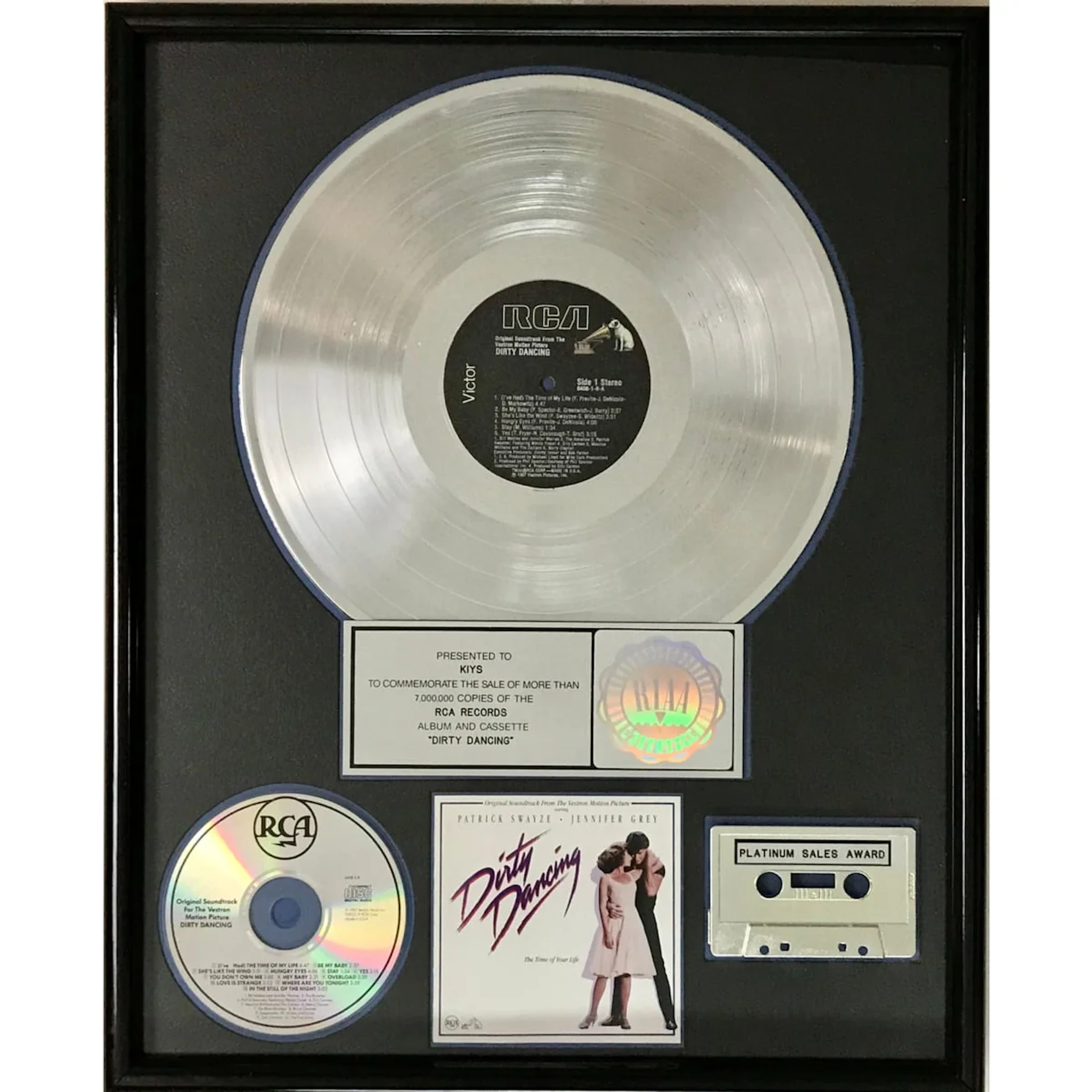 Dirty Dancing Soundtrack RIAA 7x Multi-Platinum Album Award
