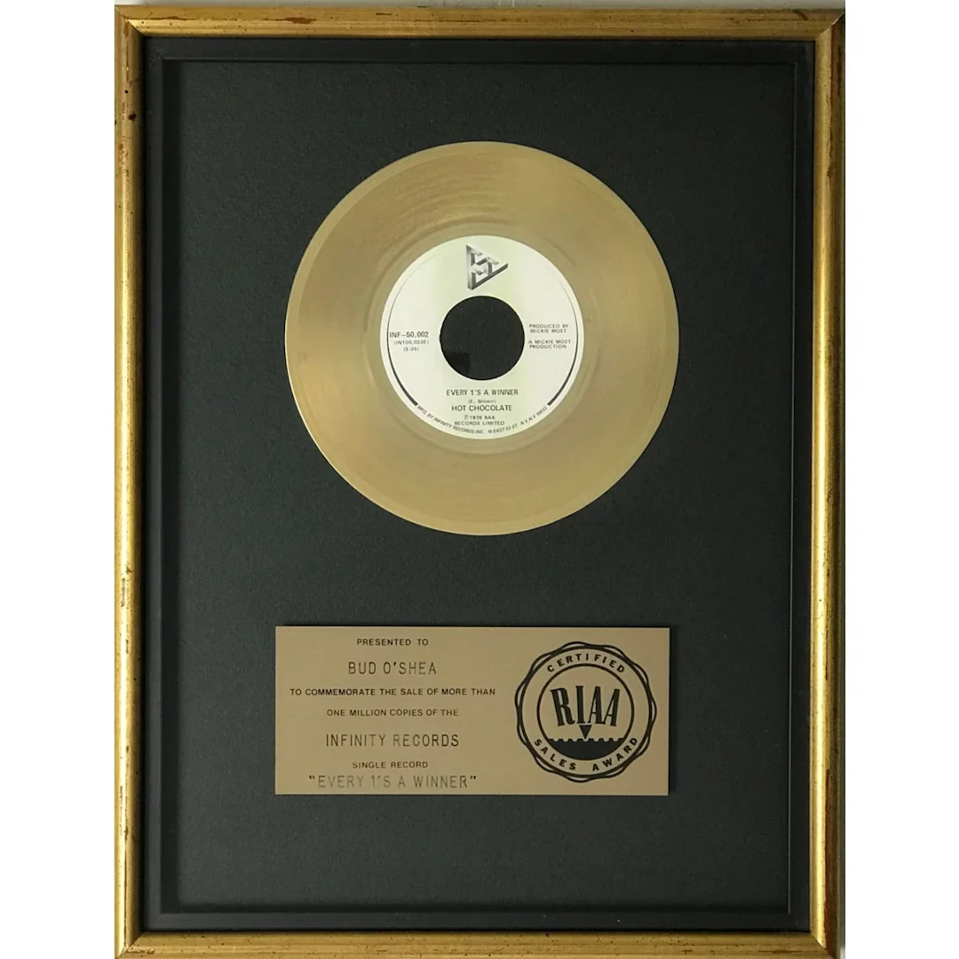 Hot Chocolate "Every 1's A Winner" RIAA Gold Single Award