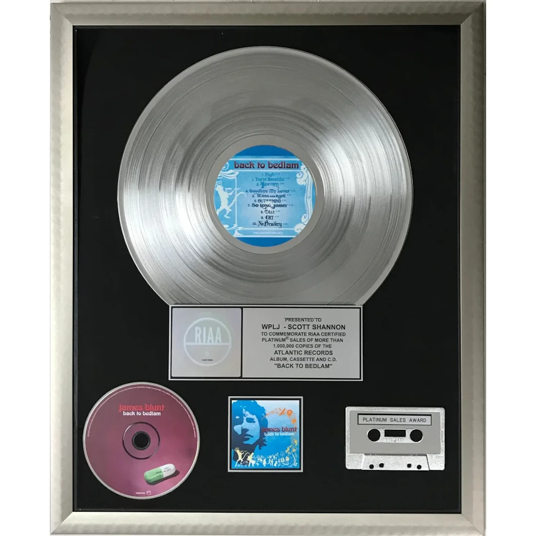 James Blunt Back To Bedlam RIAA Platinum Album Award