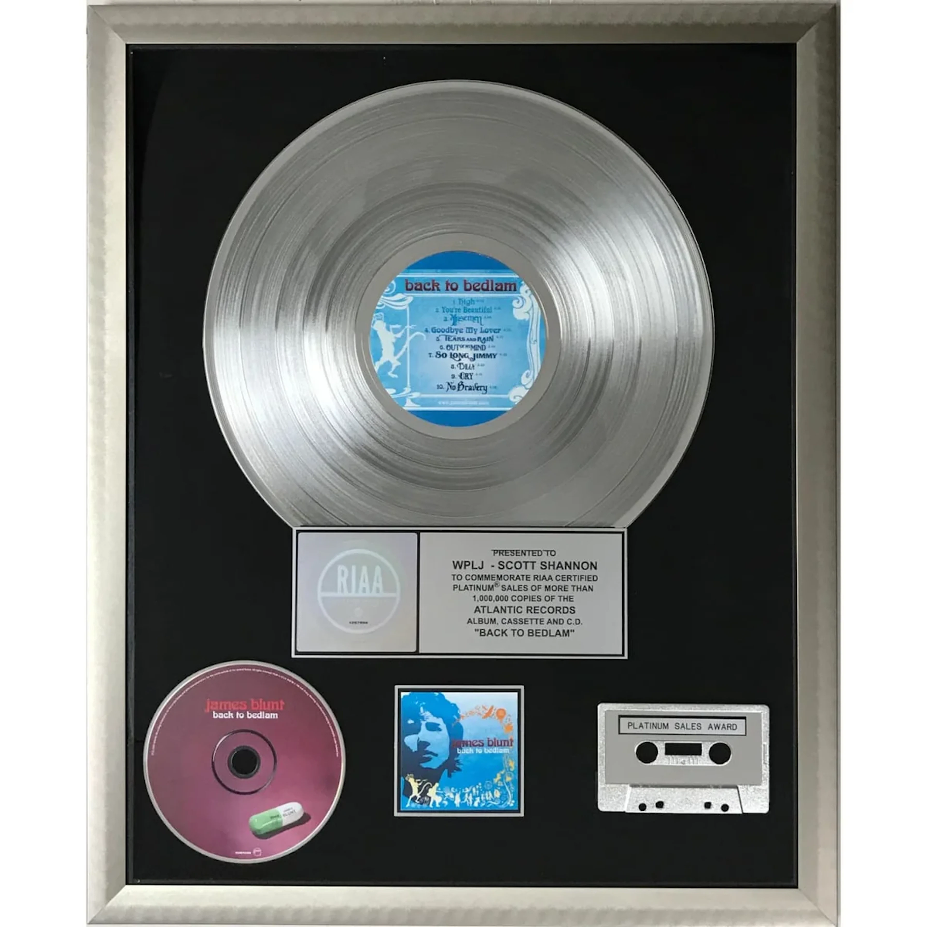 James Blunt Back To Bedlam RIAA Platinum Album Award
