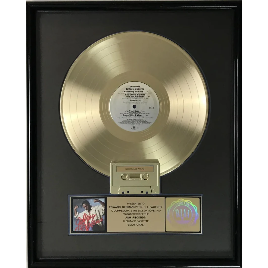 Jeffrey Osborne Emotional RIAA Gold Album Award