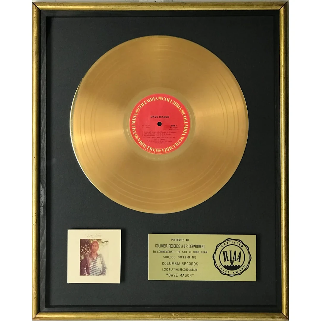 Dave Mason self-titled (1974) RIAA Gold Album Award