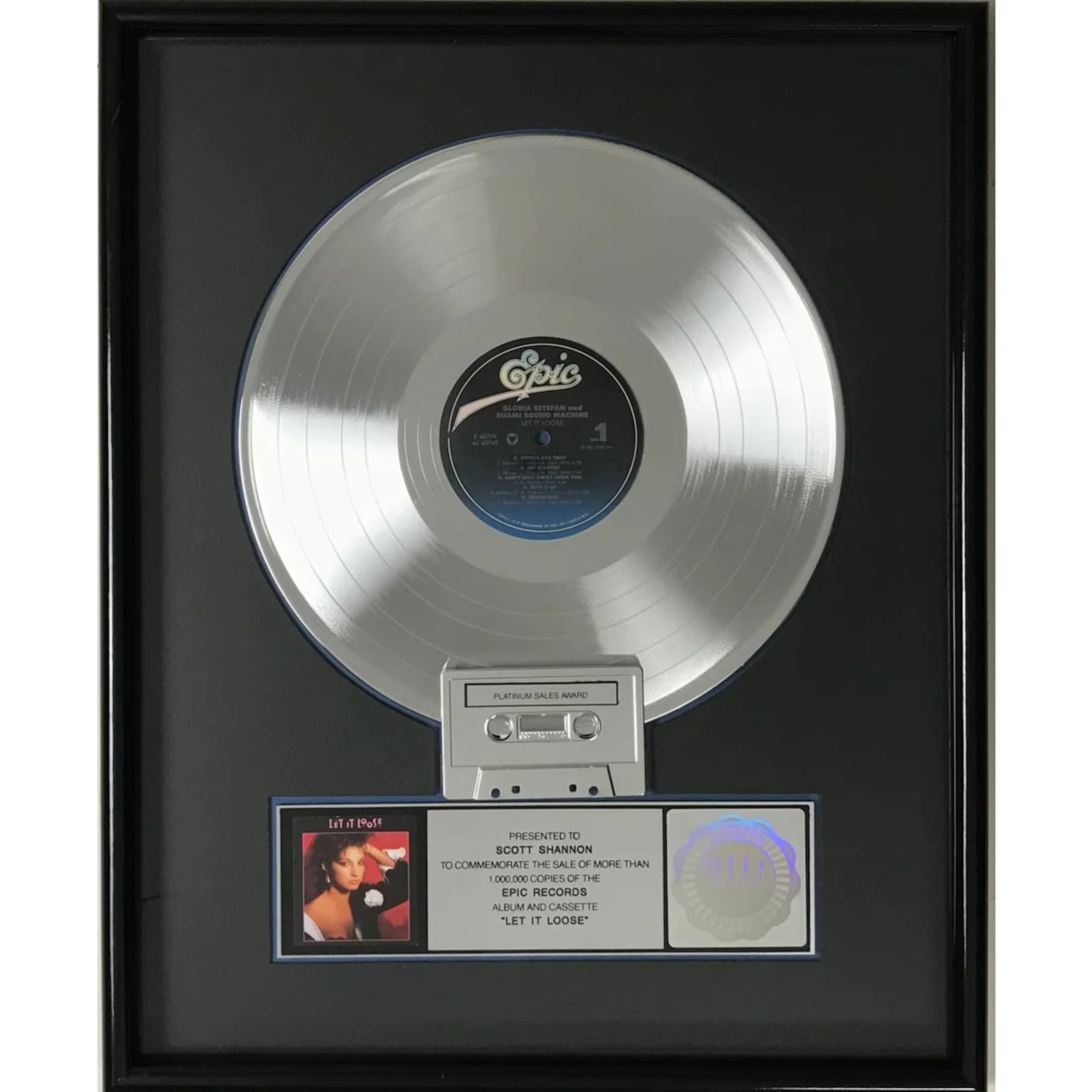 Gloria Estefan & Miami Sound Machine Let It Loose RIAA Platinum Album Award