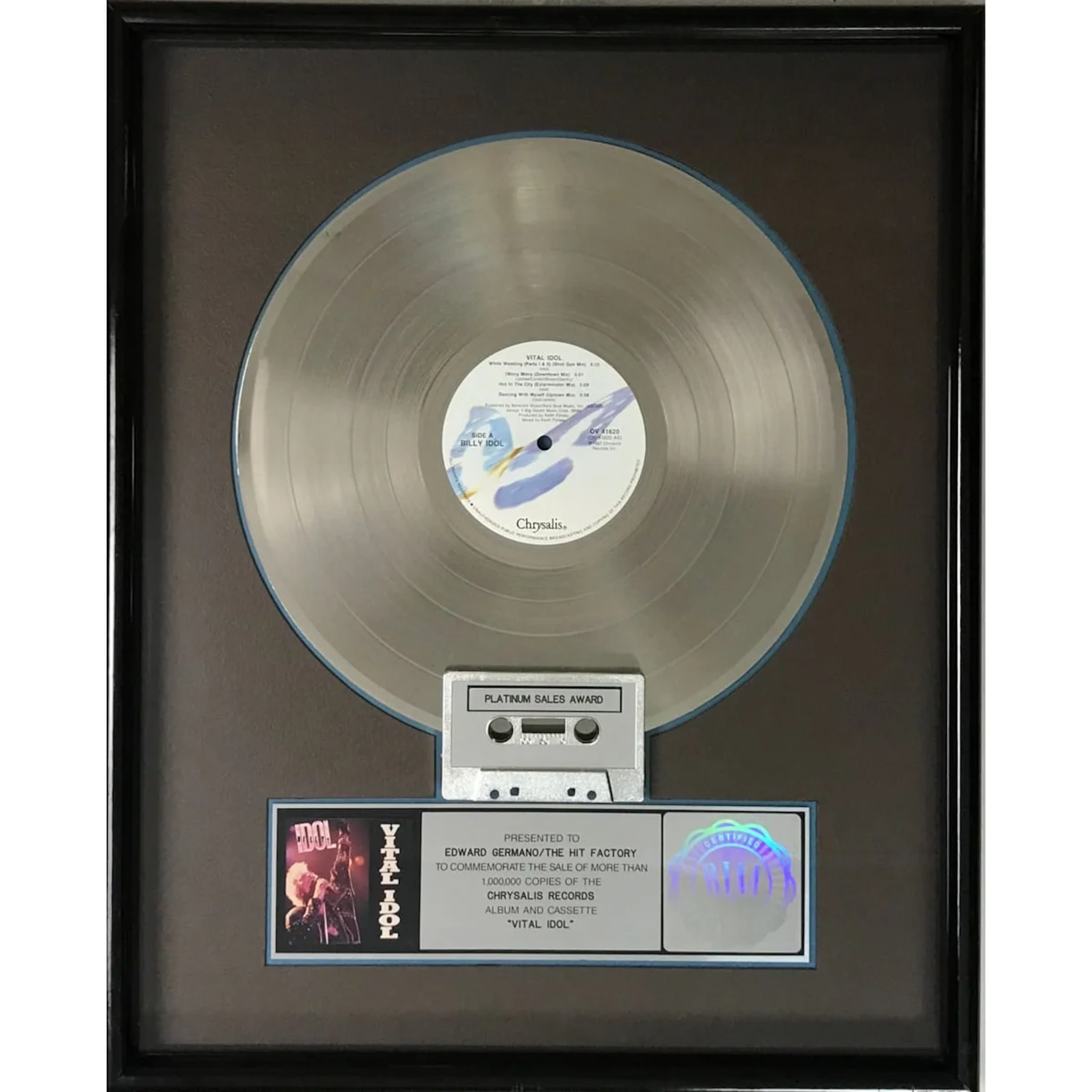 Billy Idol Vital Idol RIAA Platinum Album Award