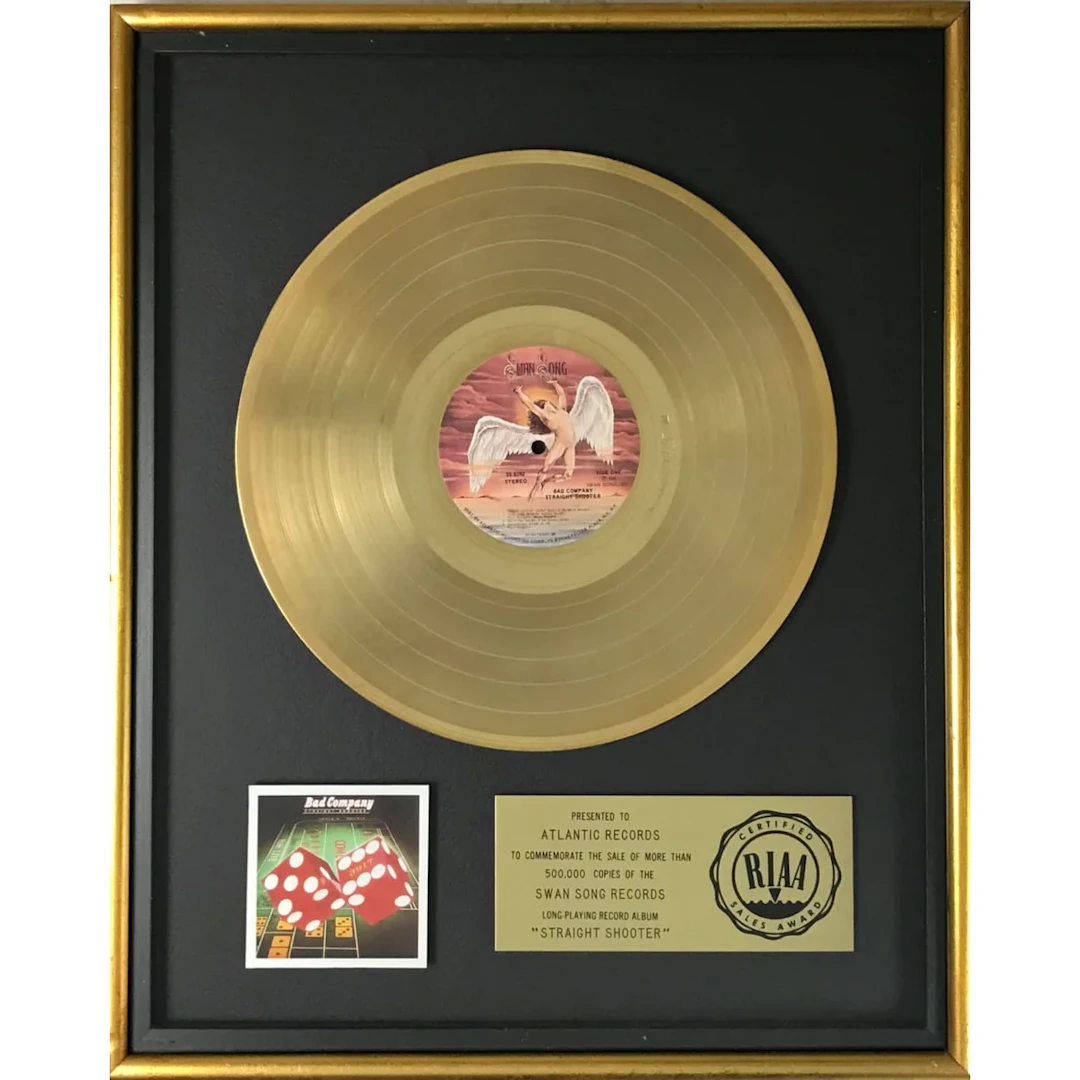 Bad Company Straight Shooter RIAA Gold Album Award