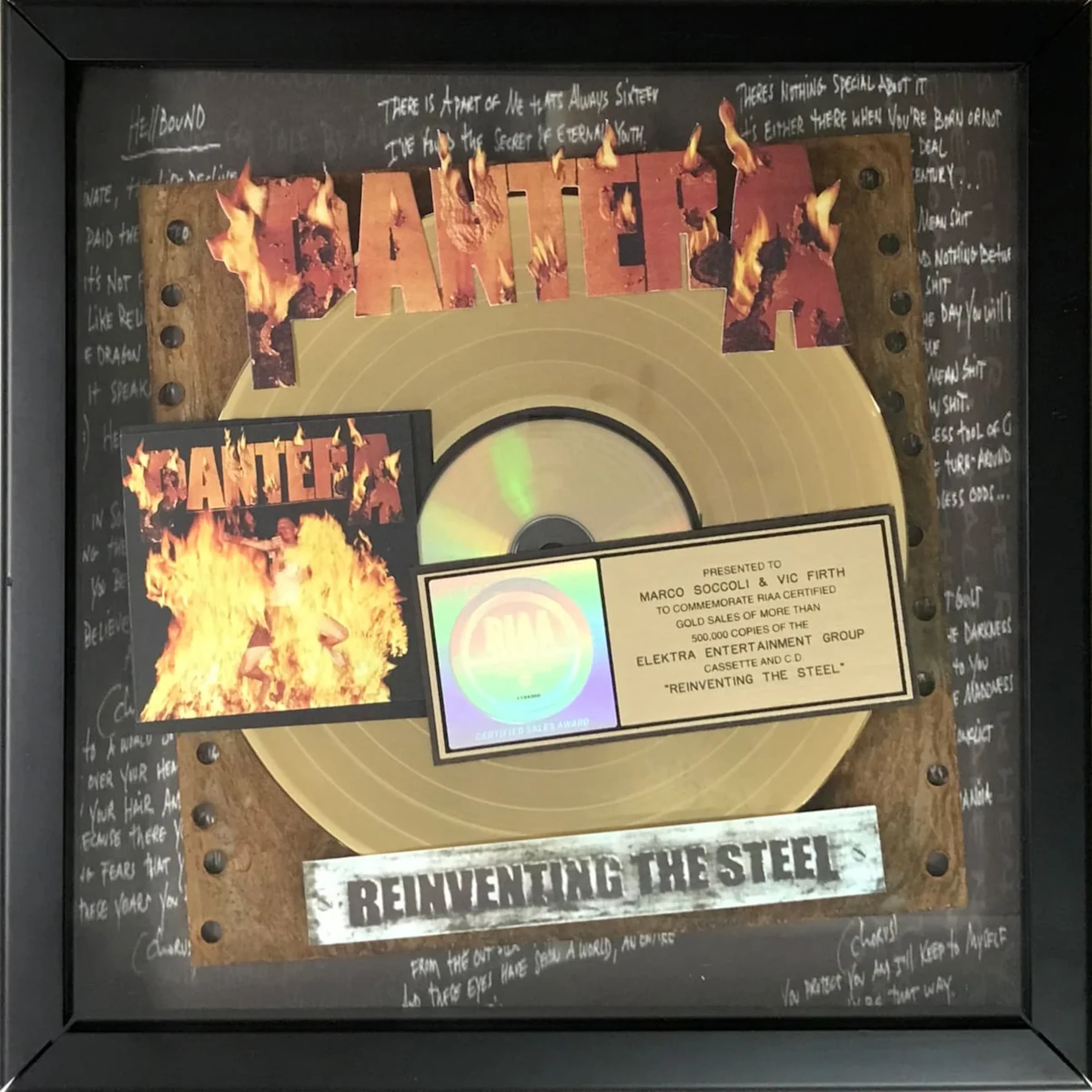 Pantera Reinventing The Steel RIAA Gold Album Award