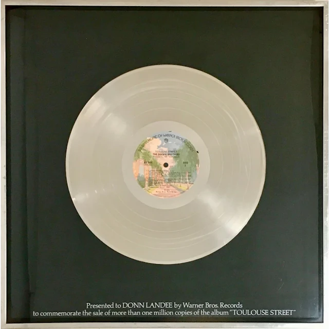 The Doobie Brothers Toulouse Street 70s Platinum label award