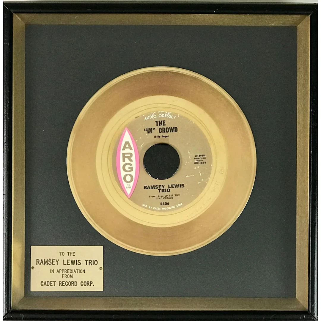 Ramsey Lewis Trio "The In Crowd" 1960s Disc Award Ltd presented to
