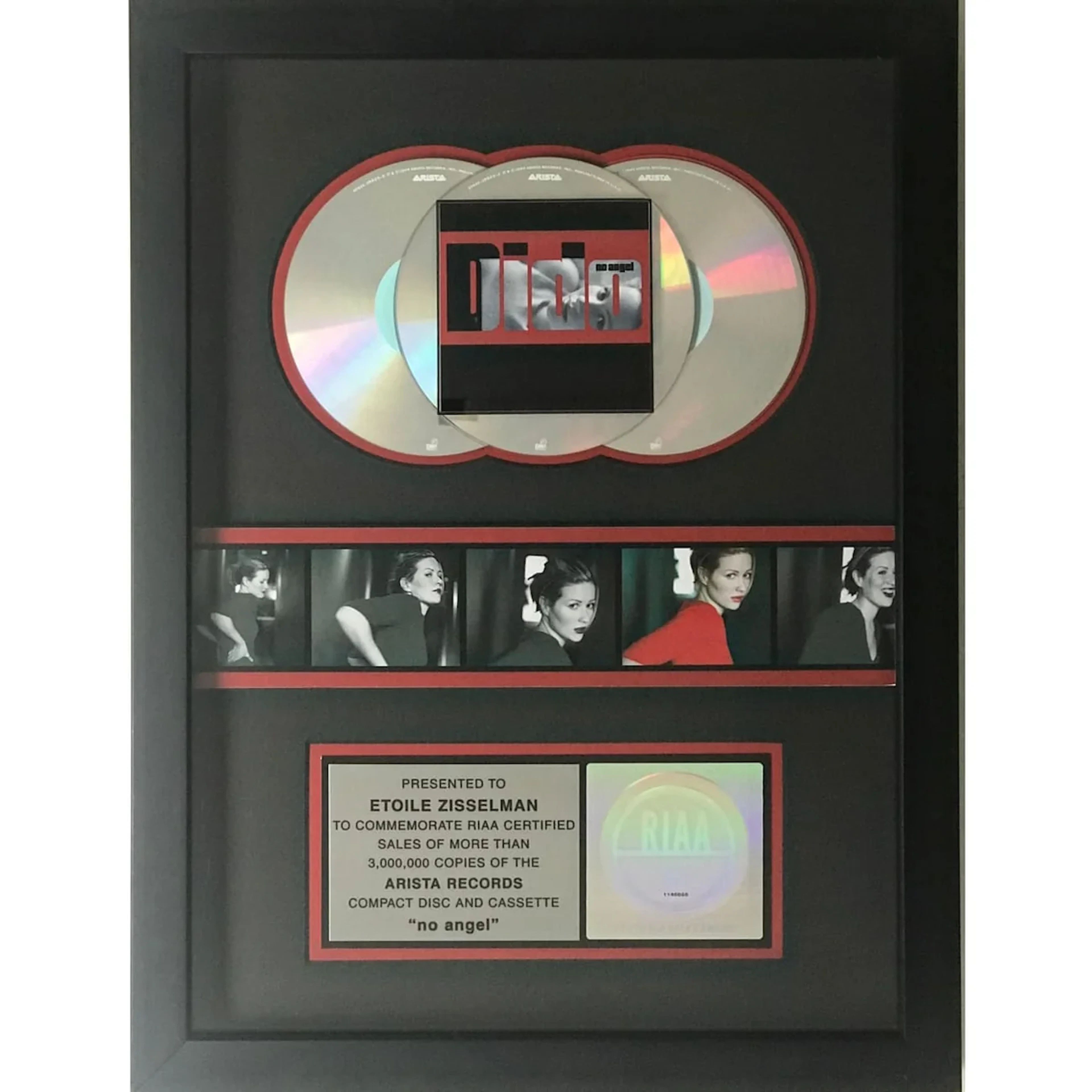 Dido No Angel RIAA 3x Multi-Platinum Album Award