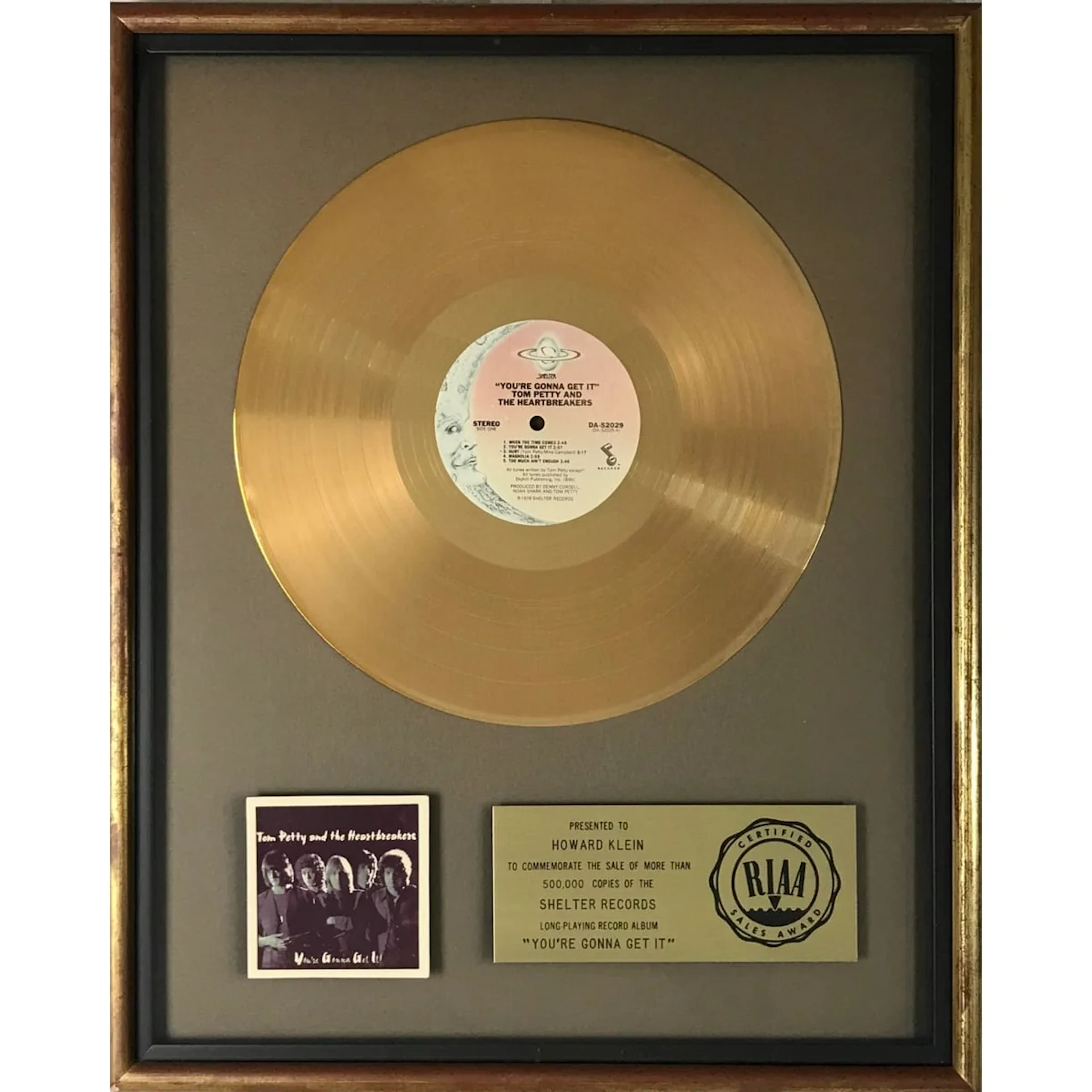Tom Petty & The Heartbreakers You're Gonna Get It! RIAA Gold Album Award