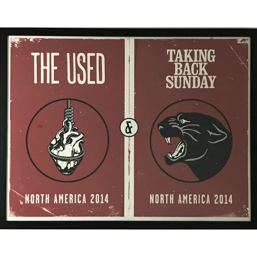 The Used & Taking Back Sunday 2014 Concert Tour Poster - Framed