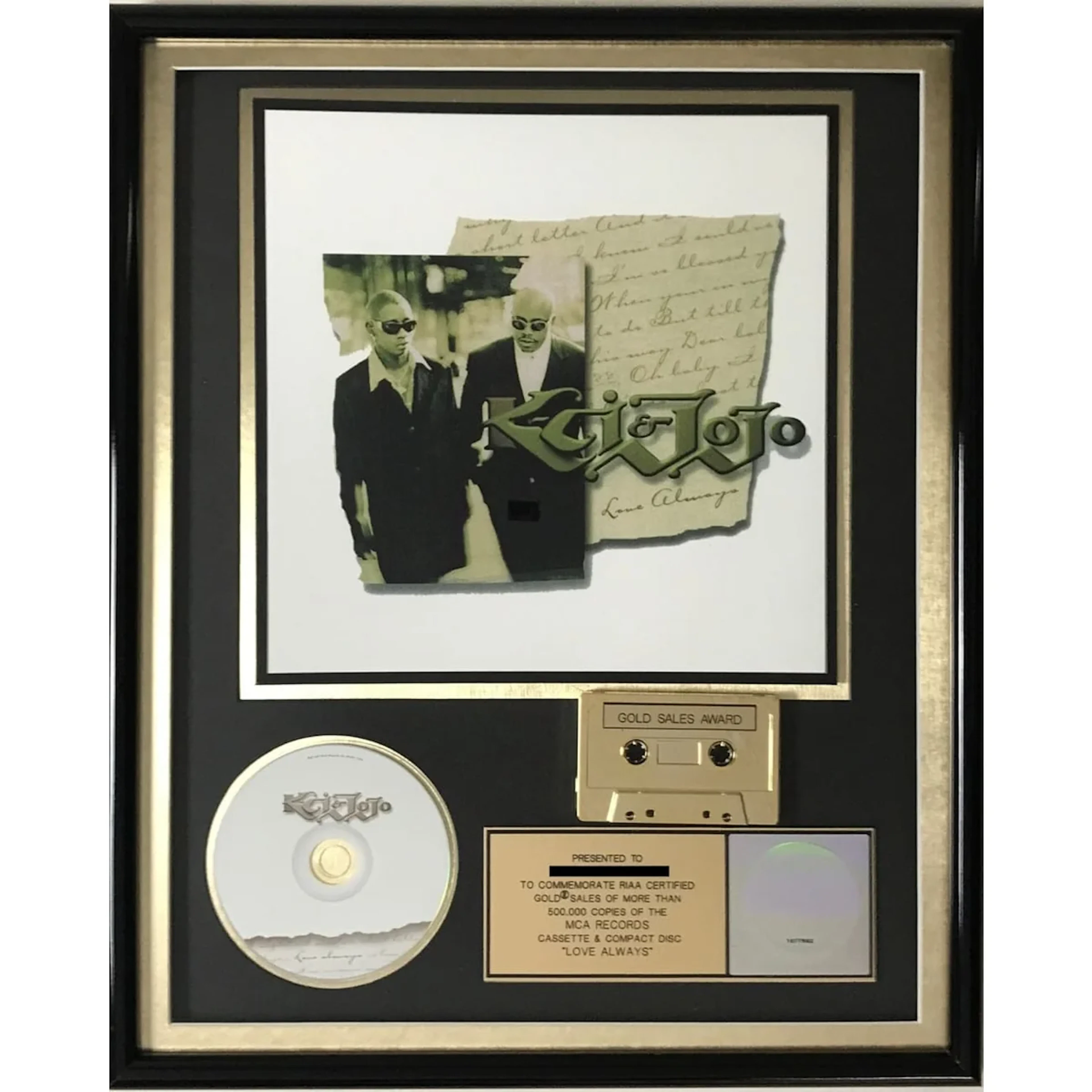 K-Ci & JoJo Love Always RIAA Gold Album Award
