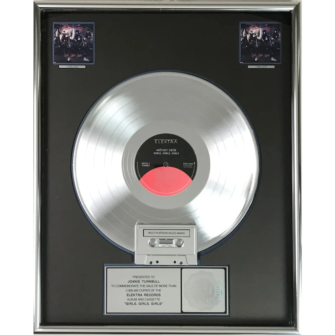 Mötley Crüe Girls, Girls, Girls RIAA 2x Multi-Platinum Album Award