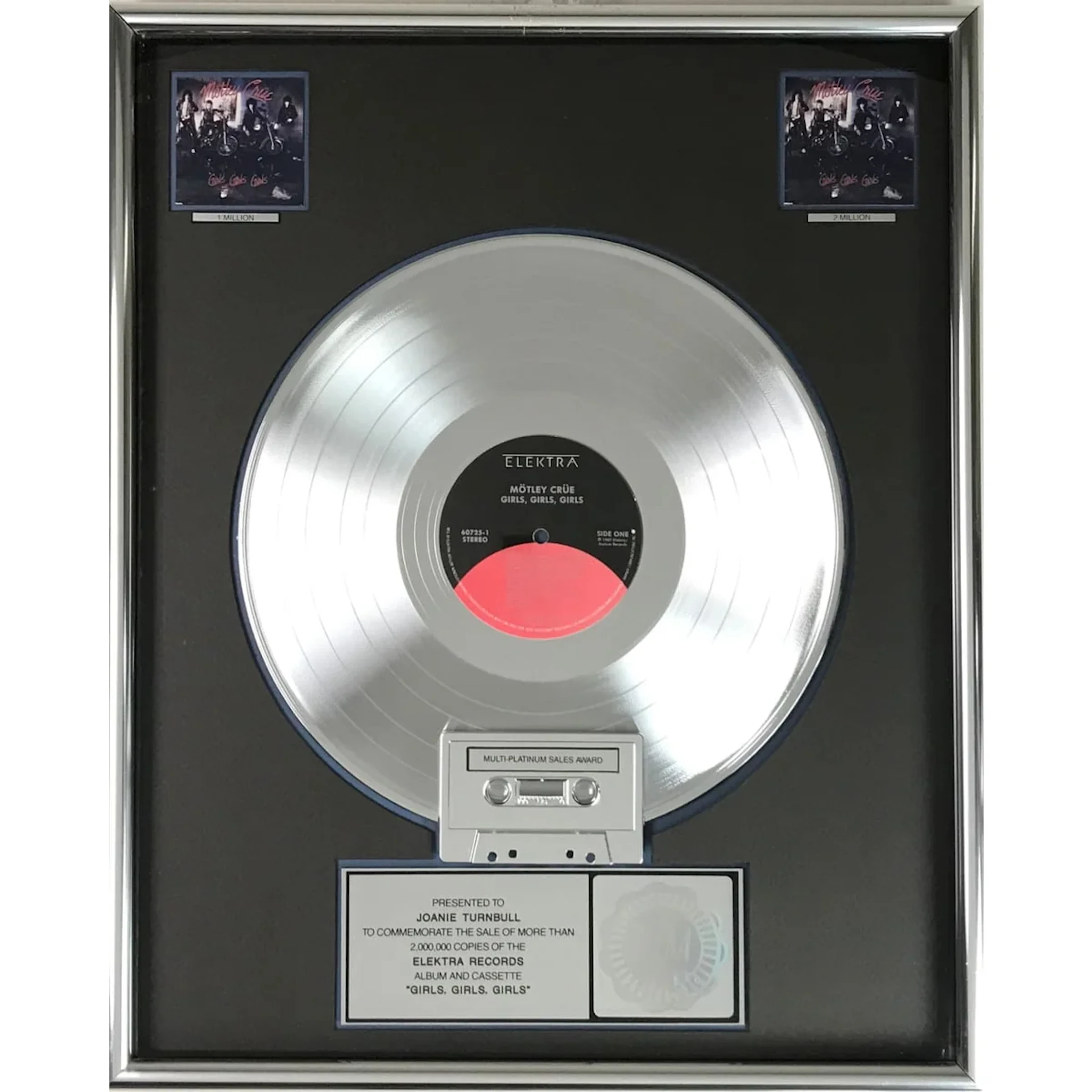 Mötley Crüe Girls, Girls, Girls RIAA 2x Multi-Platinum Album Award