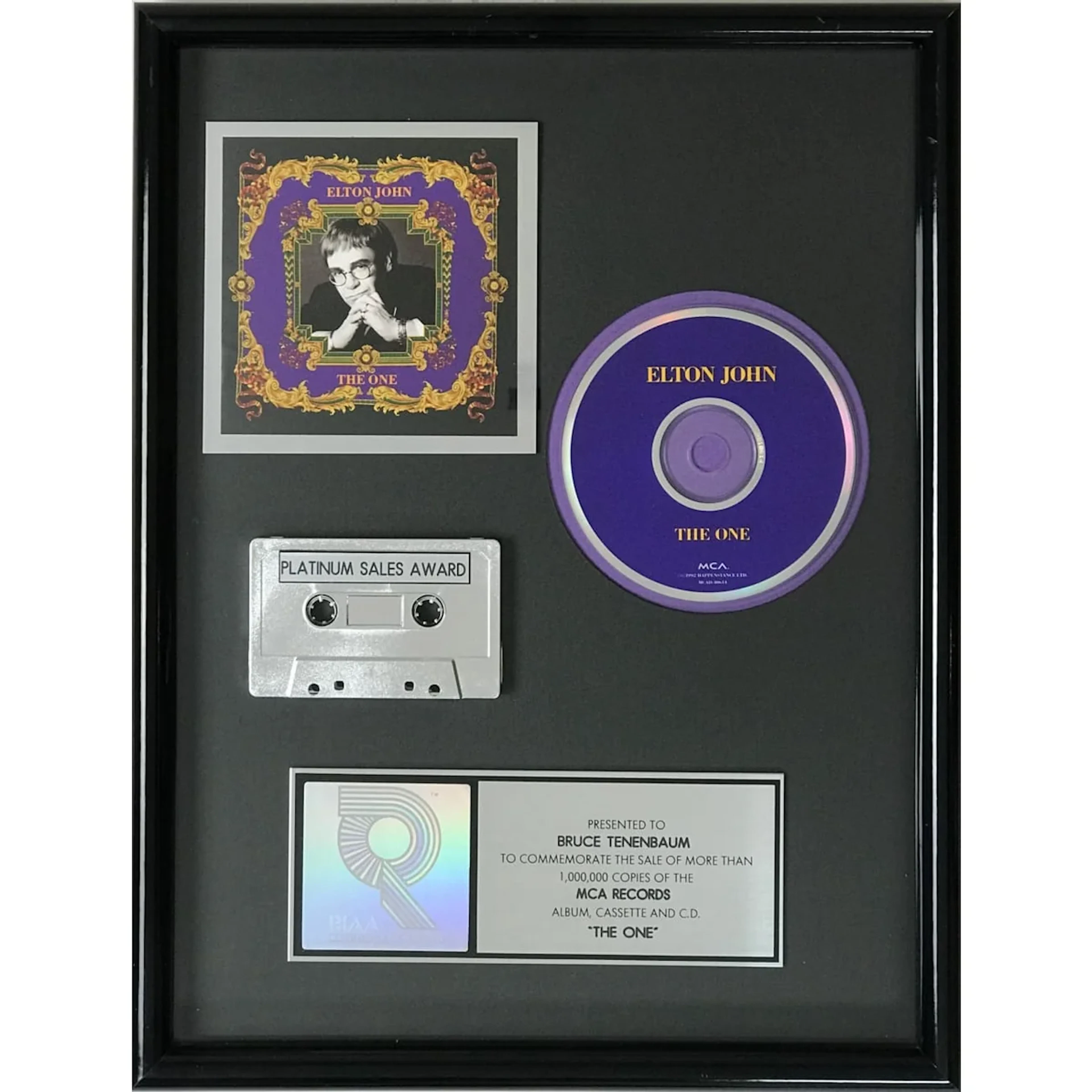 Elton John The One RIAA Platinum Album Award
