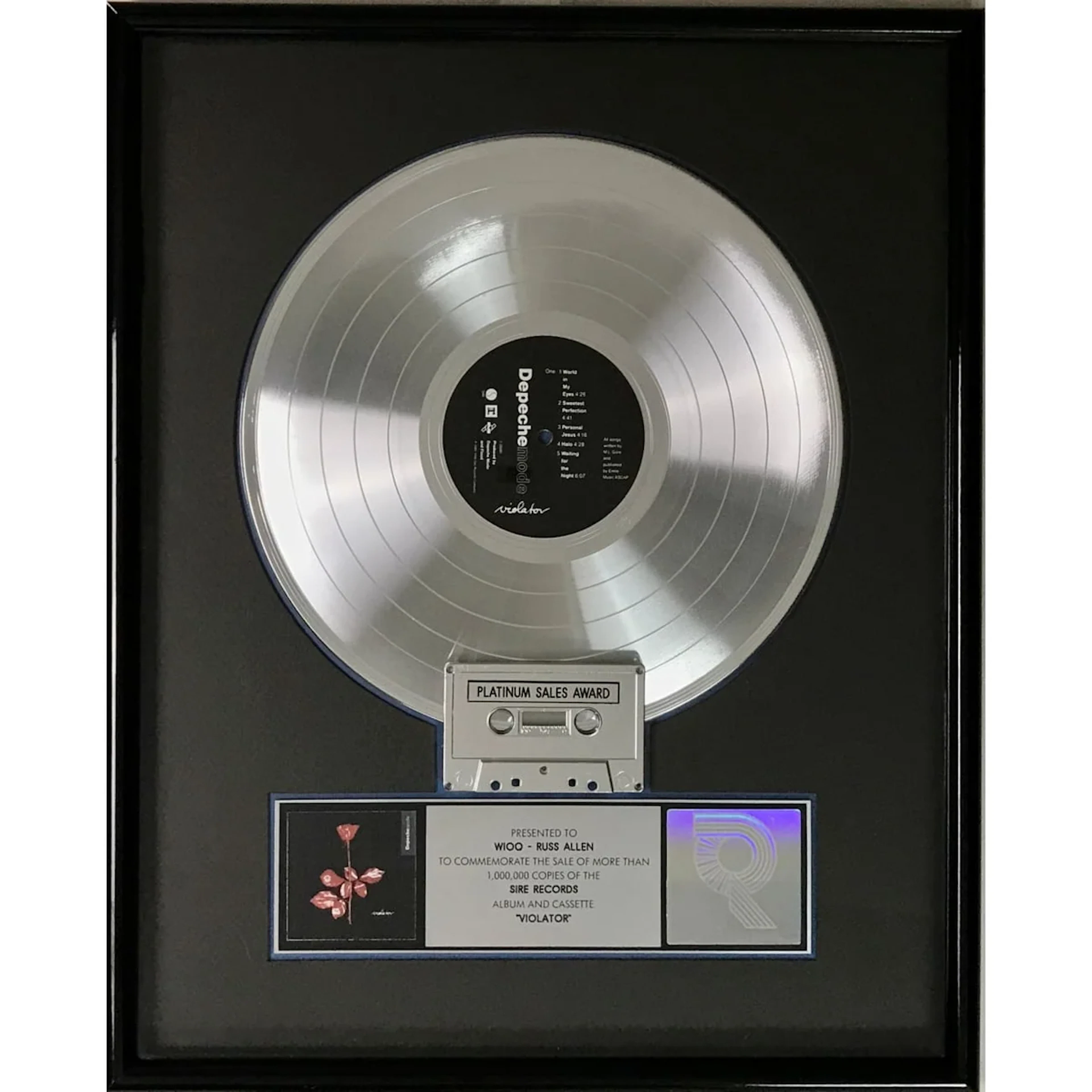 Depeche Mode Violator RIAA Platinum Album Award