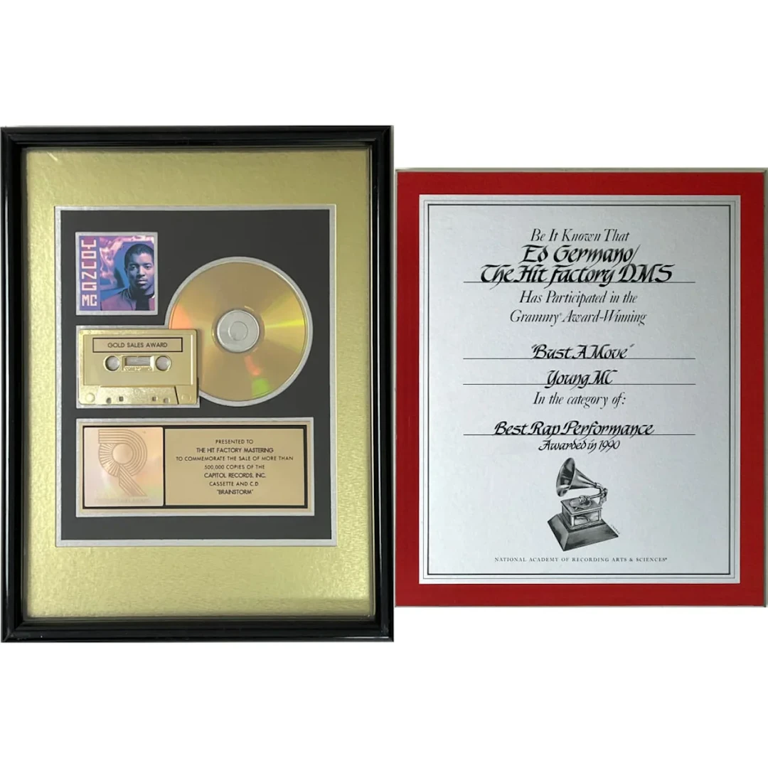 Young MC Brainstorm RIAA Gold Album Award + Grammy Win Certificate
