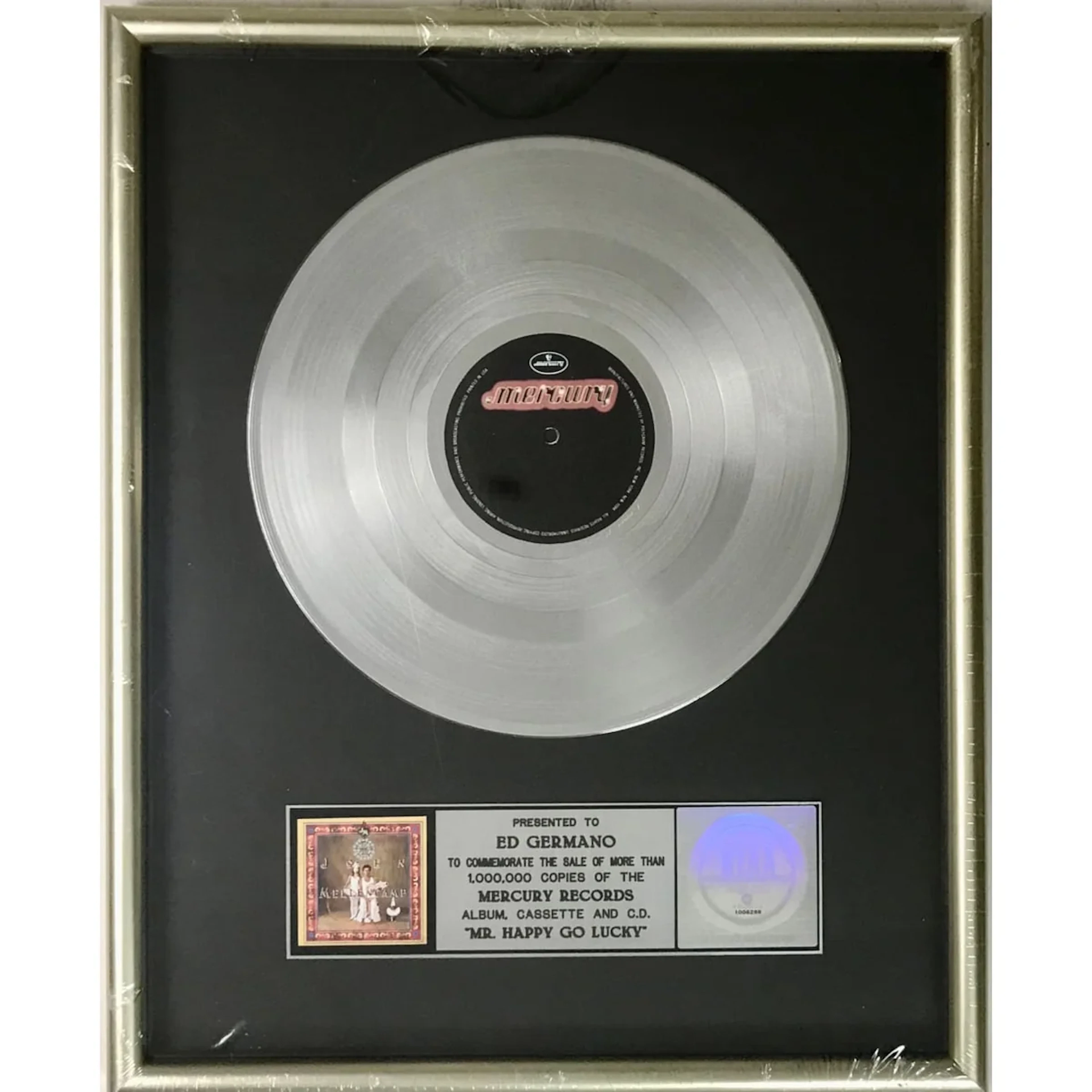 John Mellencamp Mr. Happy Go Lucky RIAA Platinum Album Award - Sealed