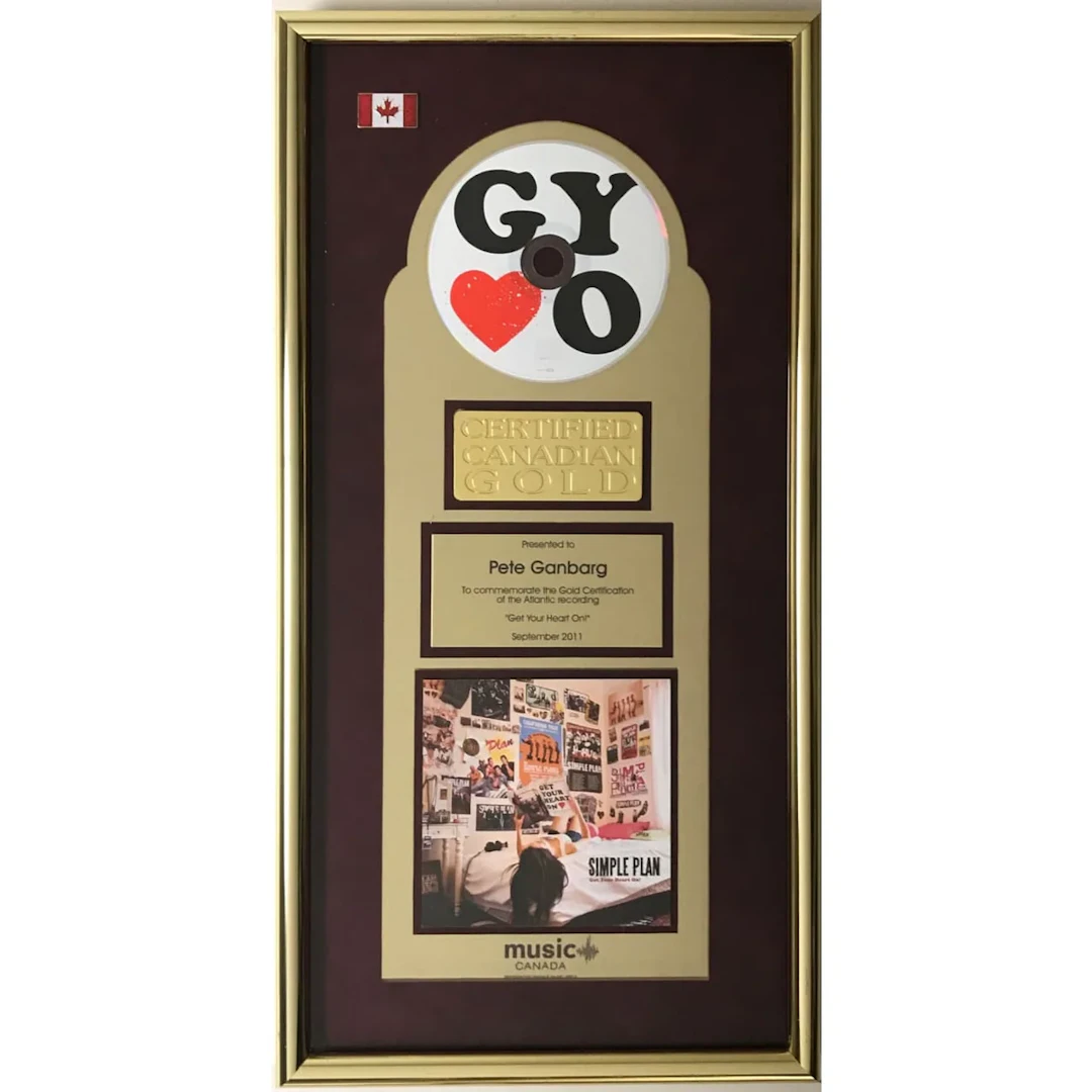 Simple Plan Get Your Heart On! CRIA Gold Album Award