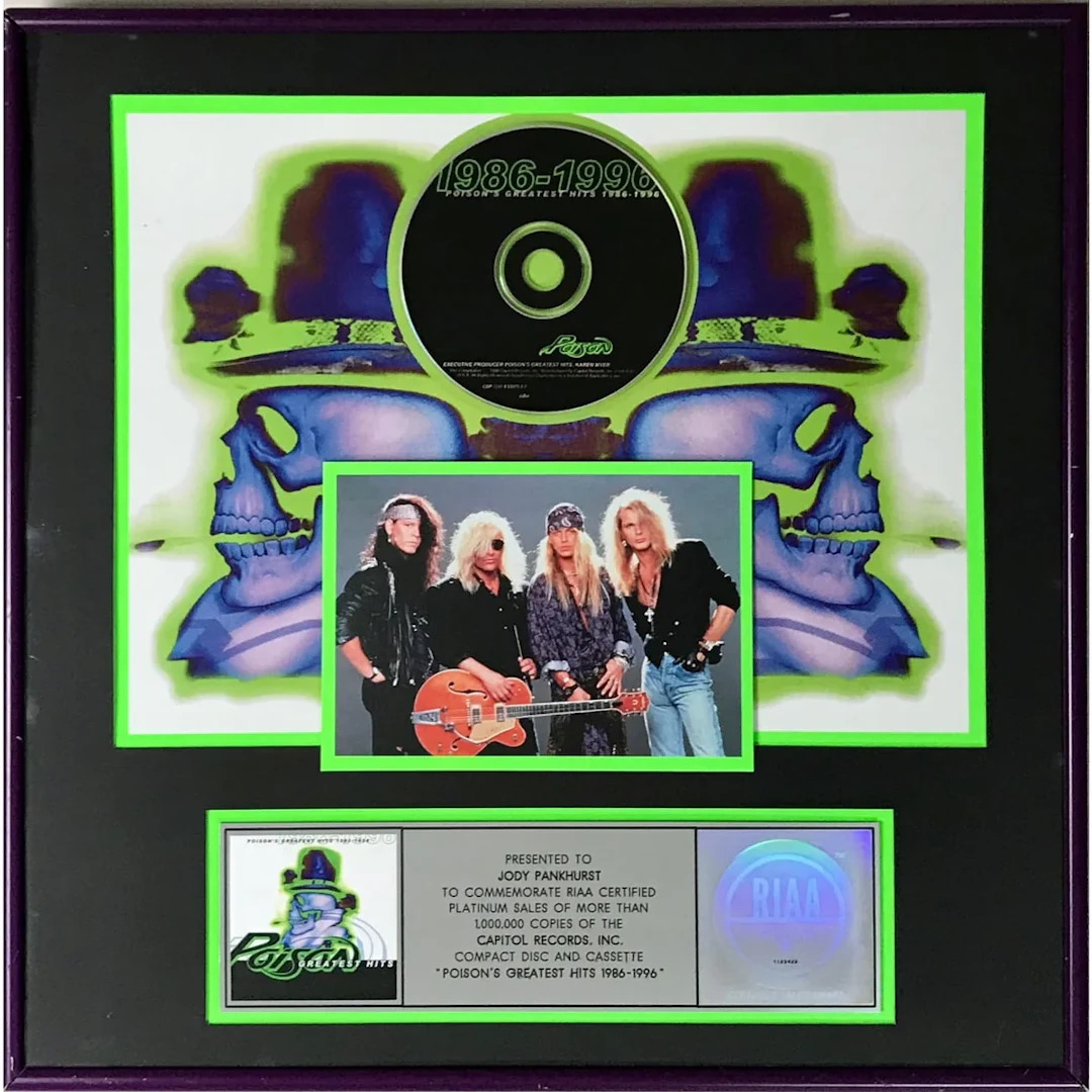 Poison Greatest Hits 1986-1996 RIAA Platinum Album Award