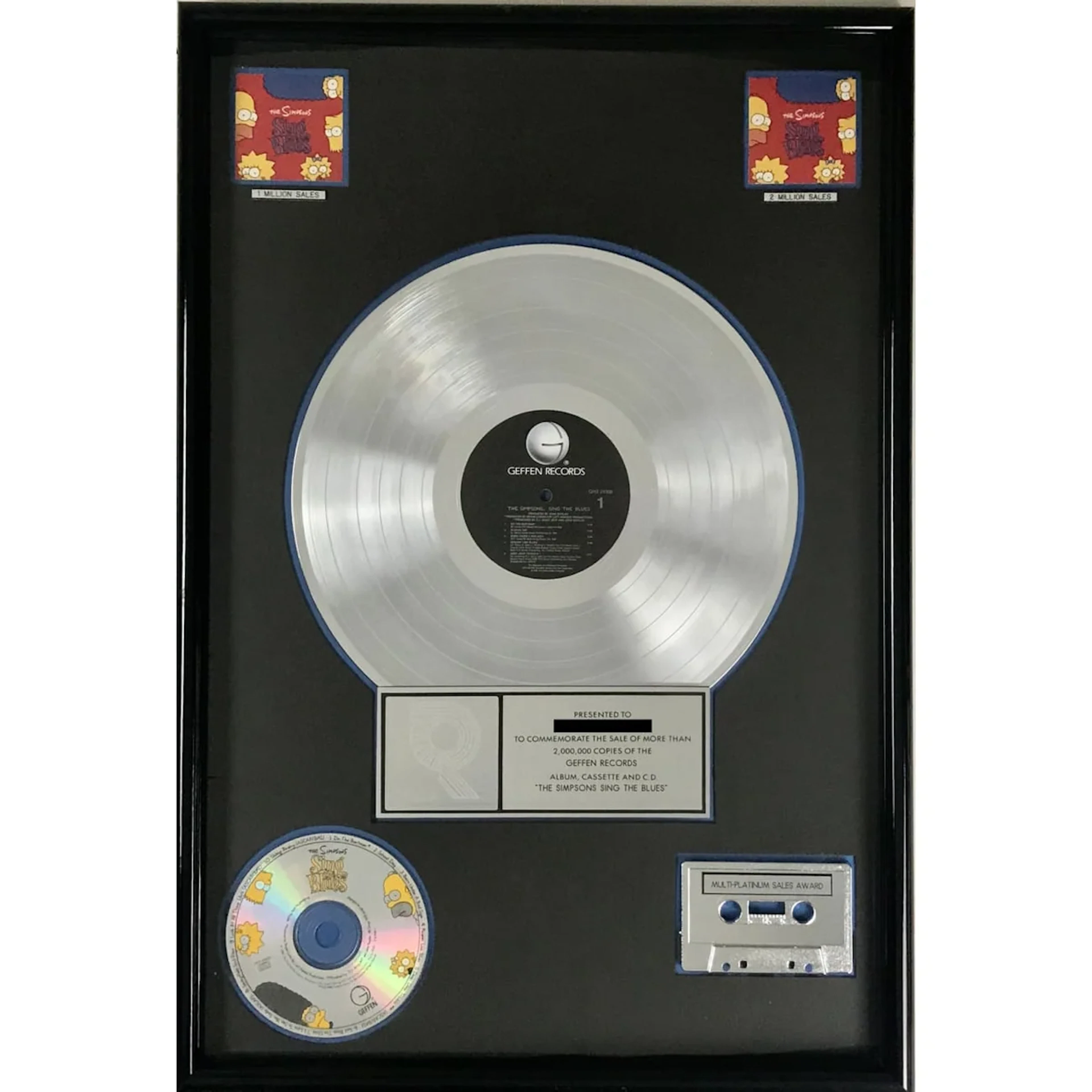 The Simpsons Sing The Blues RIAA 2x Multi-Platinum Album Award