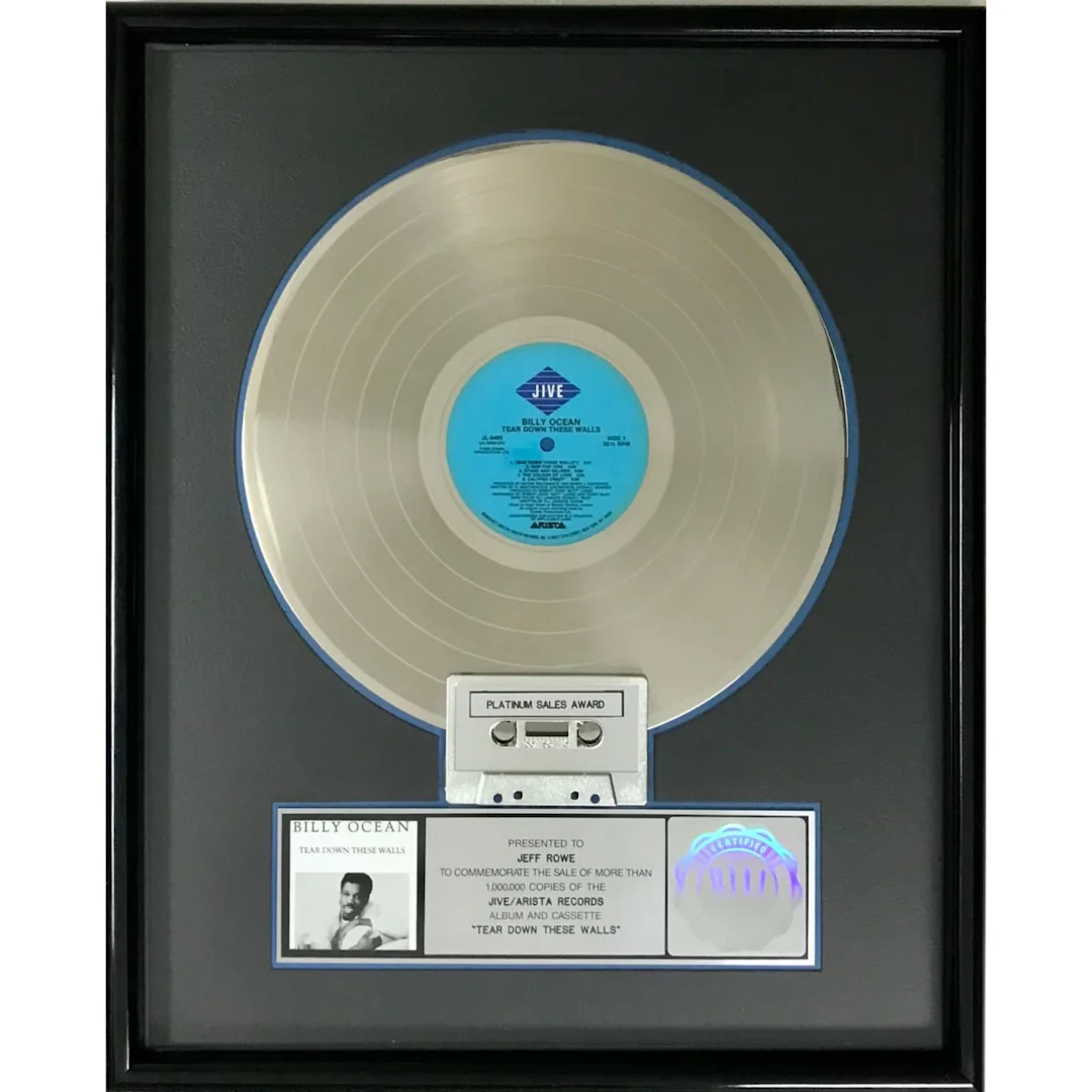 Billy Ocean Tear Down These Walls RIAA Platinum Album Award