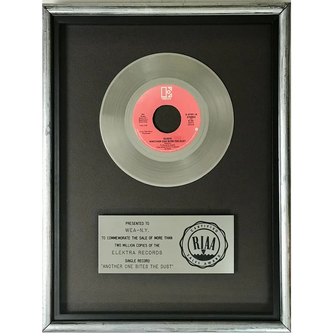 Queen "Another One Bites The Dust" RIAA Platinum Single 45 Award - RARE