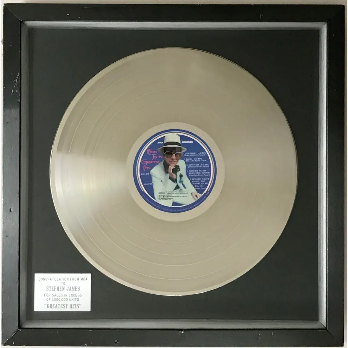 Elton John Greatest Hits 1974 "Platinum" Award - RARE